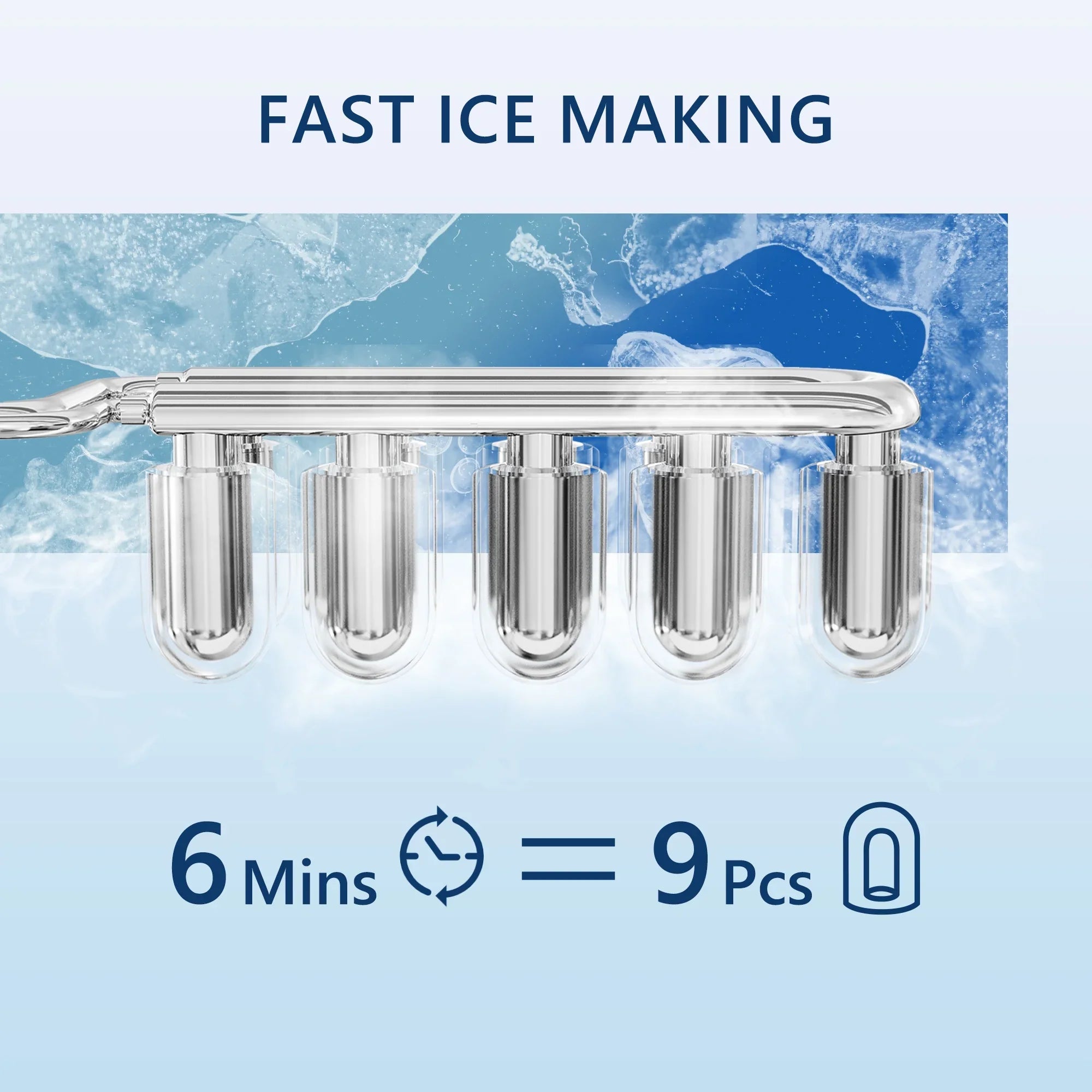 Simzlife Ice Makers Countertop, 9 Cubes in 6 Mins, 26lbs/Day, Portable Ice Maker with Carry Handle, Self-Cleaning Ice Maker with Ice Scoop & Basket for Home/Kitchen/Office/RV.(Black)