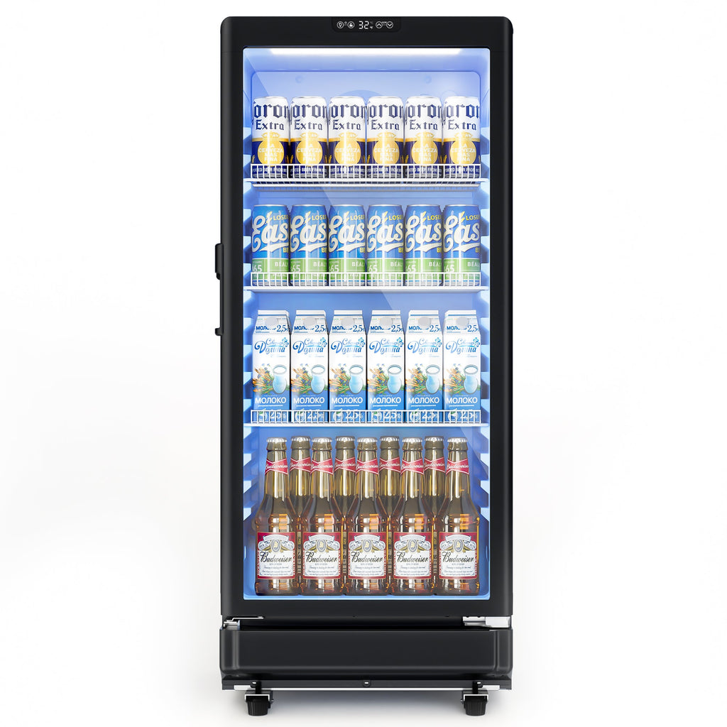 Simzlife Commercial&Residential Merchandiser Refrigerator, Outdoor Beverage Refrigerator with Double-Tempered Glass Door, Beverage Cooler for Bar, Office, Restaurant