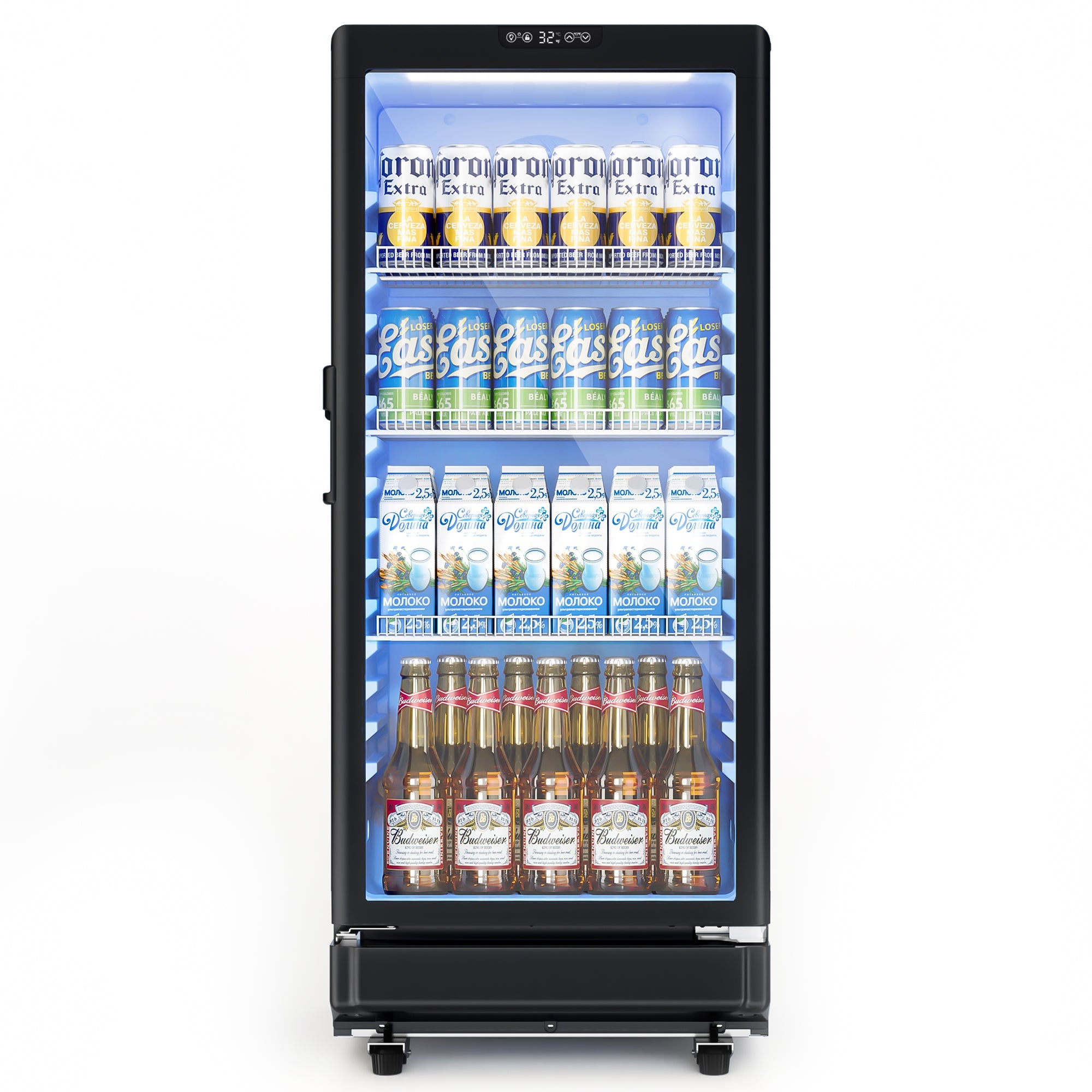 Simzlife Commercial&Residential Merchandiser Refrigerator, Outdoor Beverage Refrigerator with Double-Tempered Glass Door, Beverage Cooler for Bar, Office, Restaurant