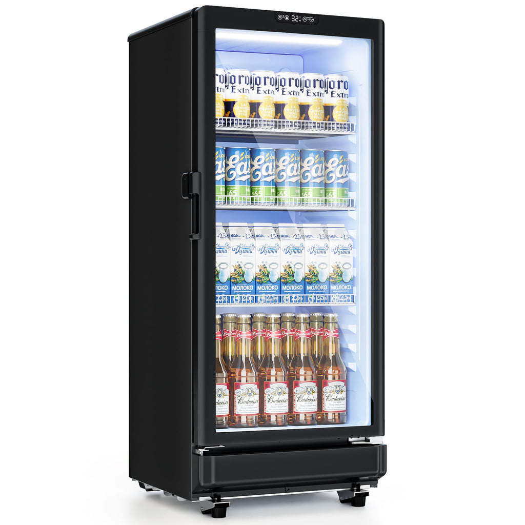 Simzlife Commercial&Residential Merchandiser Refrigerator, Outdoor Beverage Refrigerator with Double-Tempered Glass Door, Beverage Cooler for Bar, Office, Restaurant