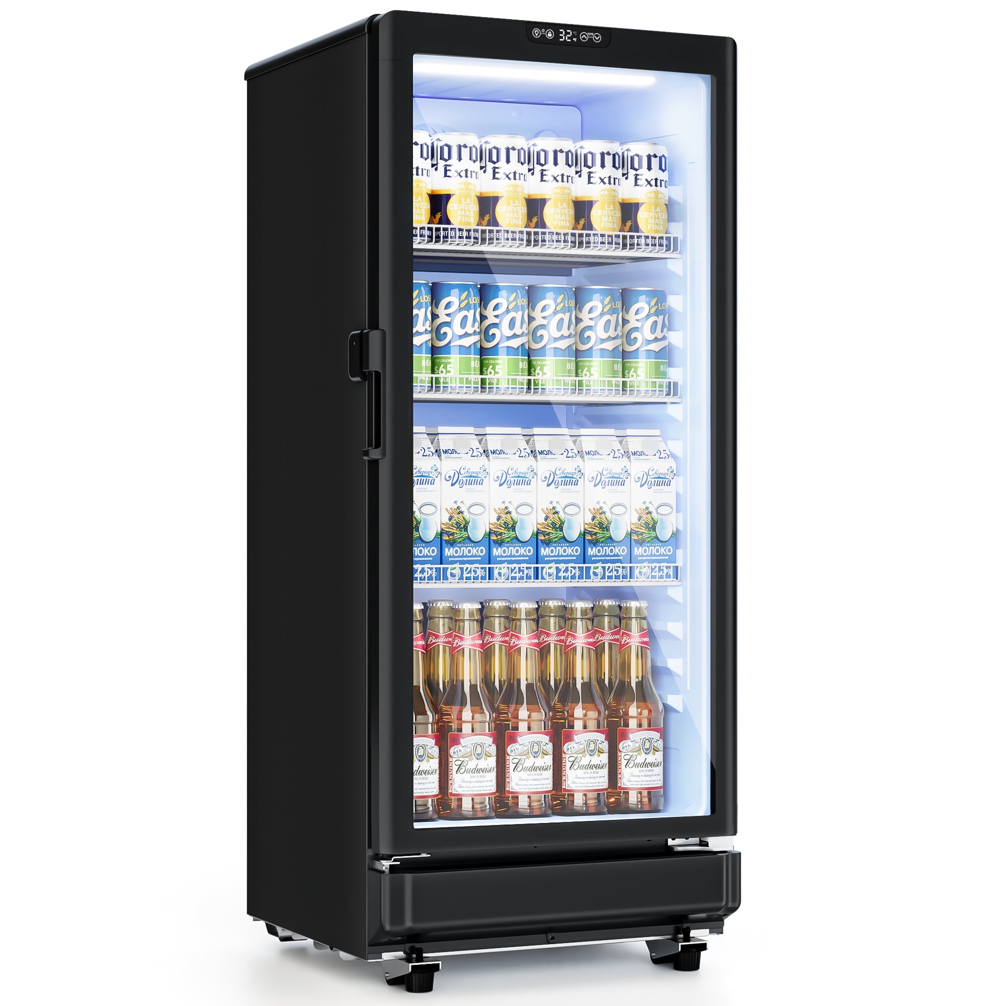 Simzlife Commercial&Residential Merchandiser Refrigerator, Outdoor Beverage Refrigerator with Double-Tempered Glass Door, Beverage Cooler for Bar, Office, Restaurant