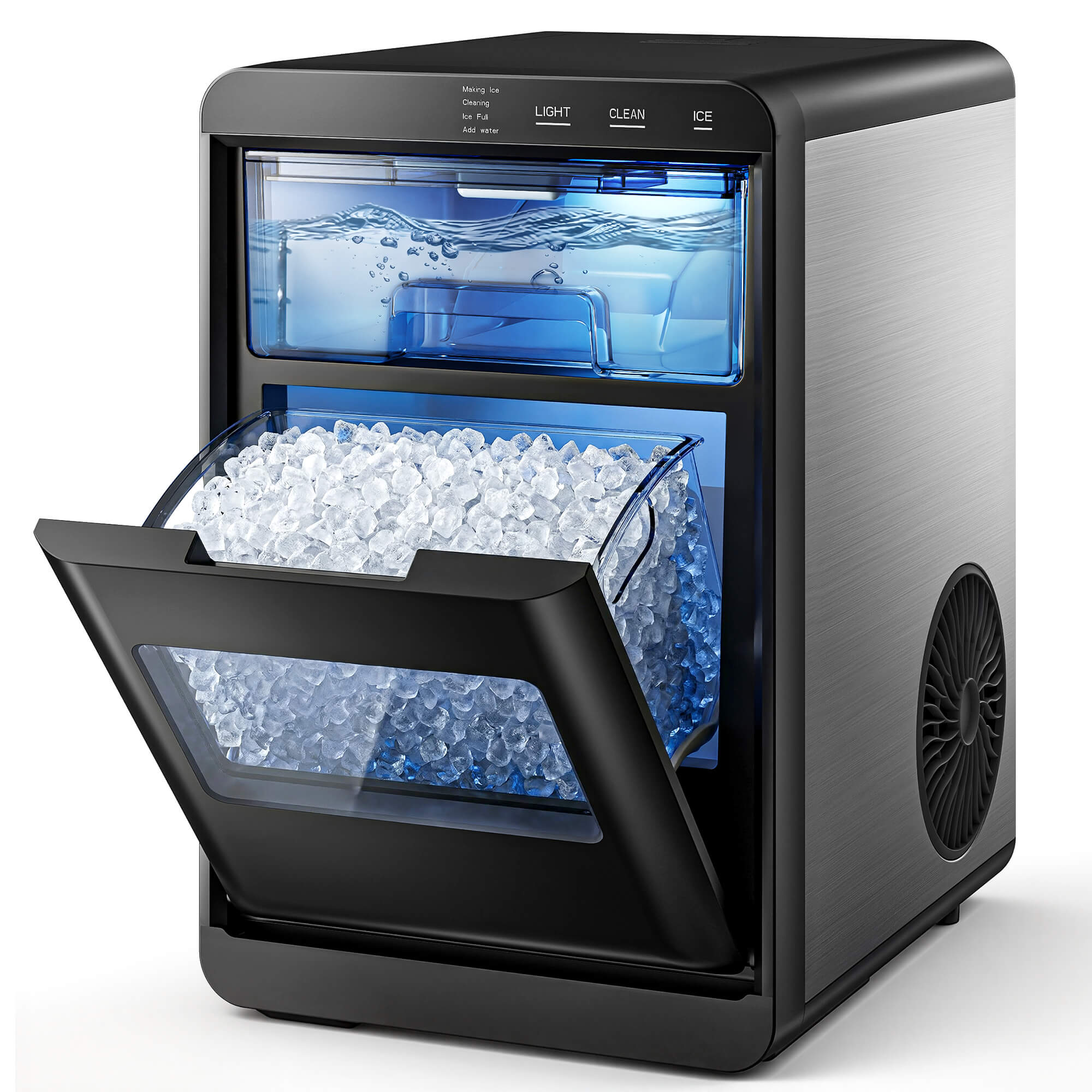 Simzlife Nugget Ice Maker Countertop, 44lbs/24H, Self-Cleaning, Chewable Crunchable Ice machine for Home/Kitchen/Party