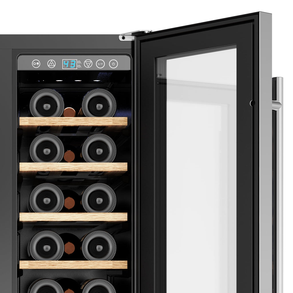 Simzlife 24'' 20 Bottle and 60 Can Wine Fridge & Beverage Refrigerator Dual Zone with Glass Door for Home, 34.3 in H