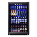 Simzlife 4.5 Cu.ft Beverage Refrigerator and Cooler, 145 Can Mini fridge with Glass Door for Soda Beer Wine, Small Drink Dispenser with Digital Adjustable Thermostat for Home Office Bar
