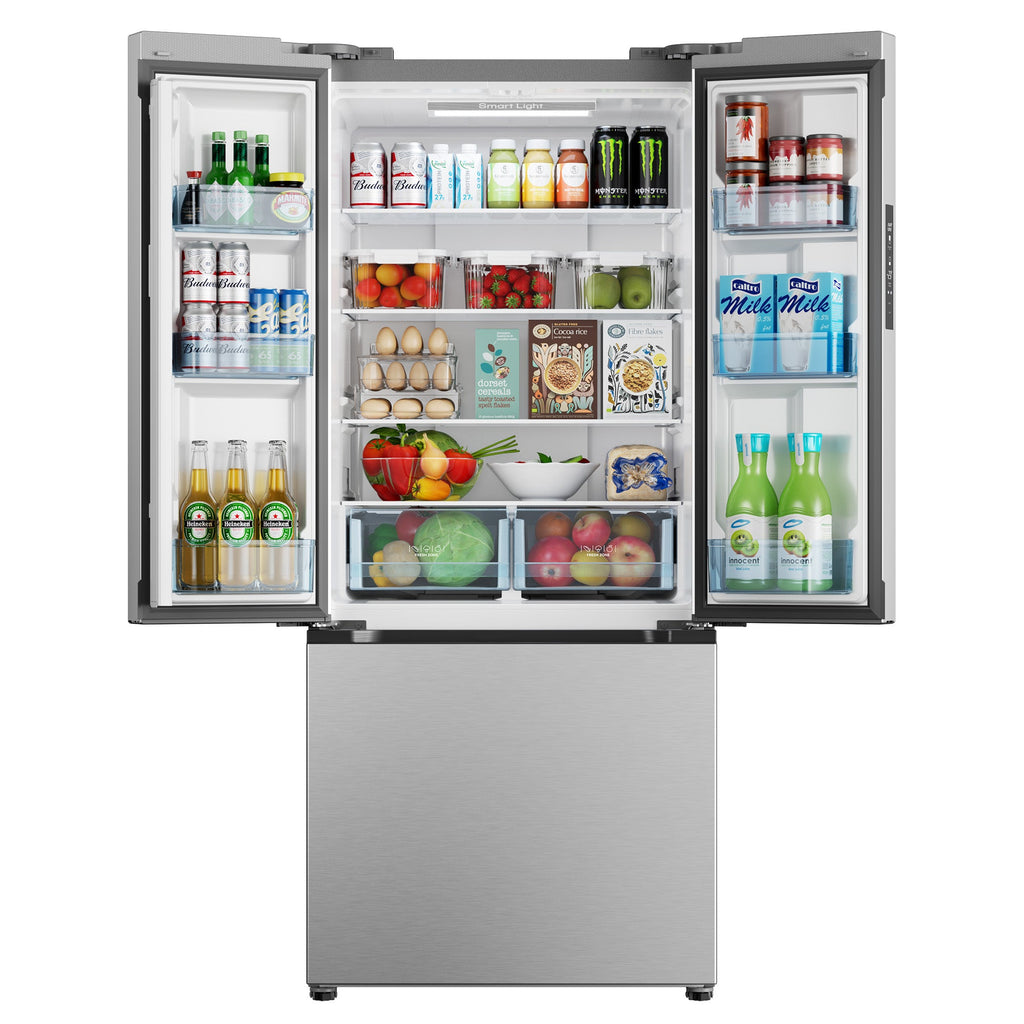 Simzlife 17.5 Cu. ft.  Counter-Depth Refrigerator, French Door Refrigerator with Bottom Freezer, Stainless Steel