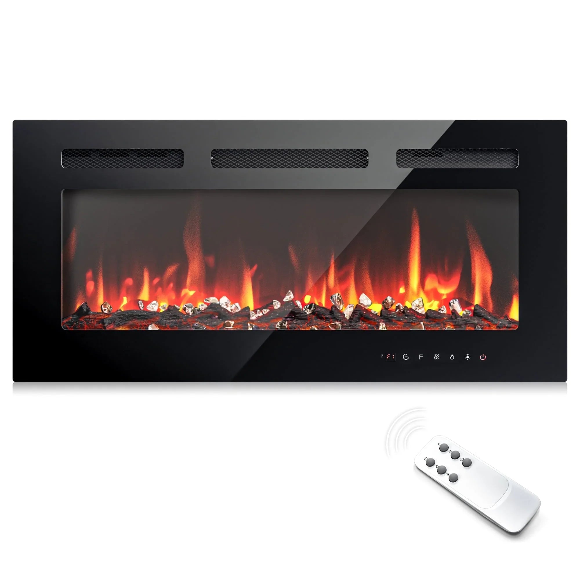 Simzlife 36 inch Indoor Electric Fireplace Ultra Thin Fireplace, Wall Mounted Recessed Fireplace with Multiple Colors Remote Control