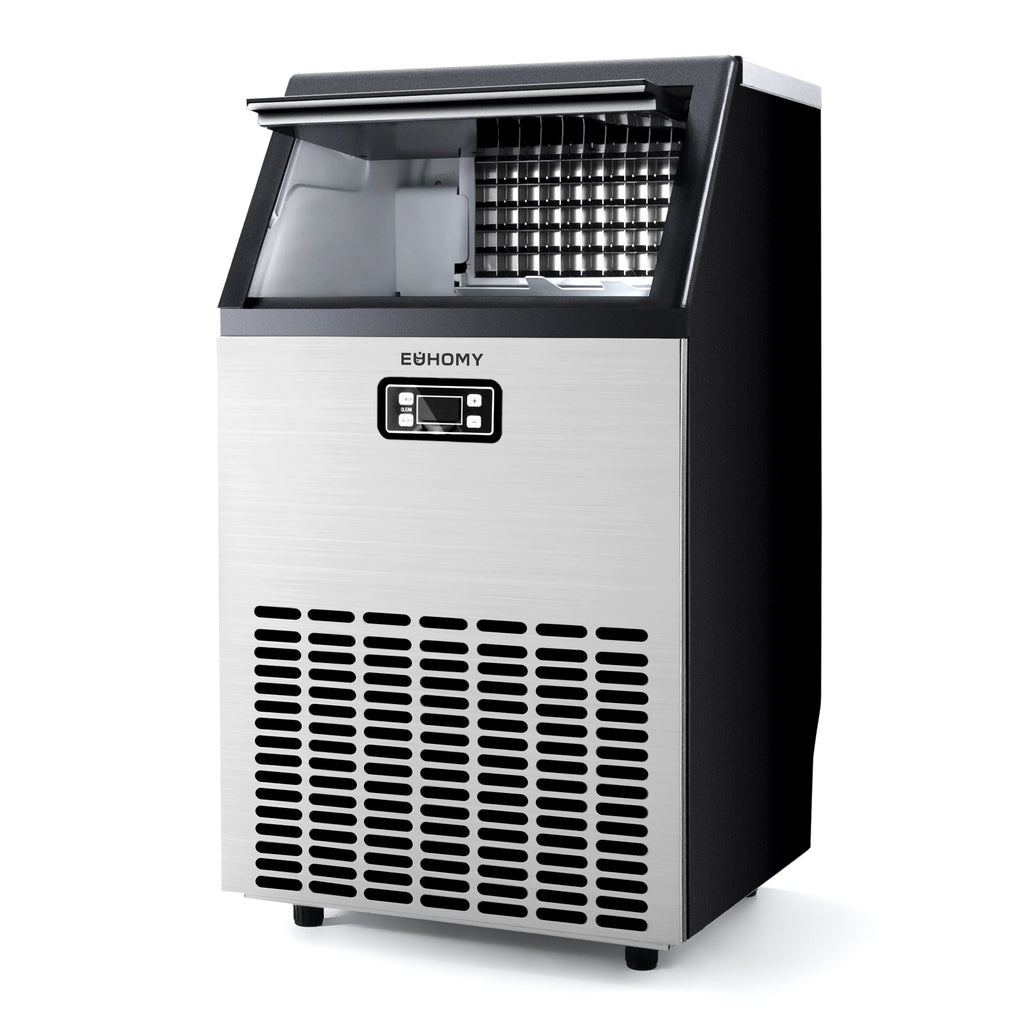 Simzlife Commercial Ice Maker Machine, 150lbs/24H Stainless Steel Under Counter ice Machine with 33lbs Ice Storage Capacity, Freestanding Ice Maker