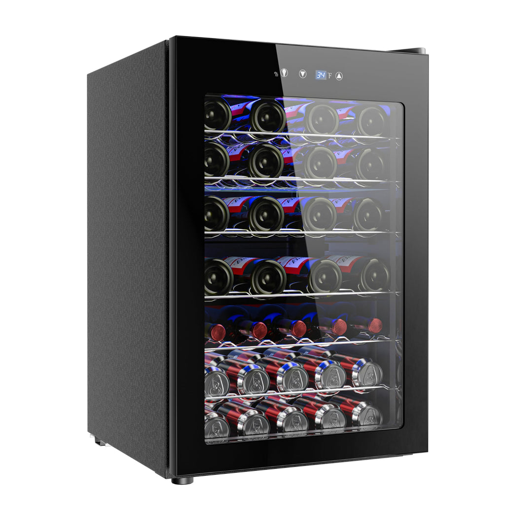 Simzlife 45 Bottle Wine Cooler Refrigerator,Built-in Wine Fridge with Stainless Steel Glass Door, for Home, Kitchen, or Office