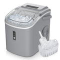 Simzlife Countertop Ice Maker with Handle,Portable Ice Machine with Basket and Scoop, 9 Bullet Ice In 6 Mins, 26Lbs/24H, Gray
