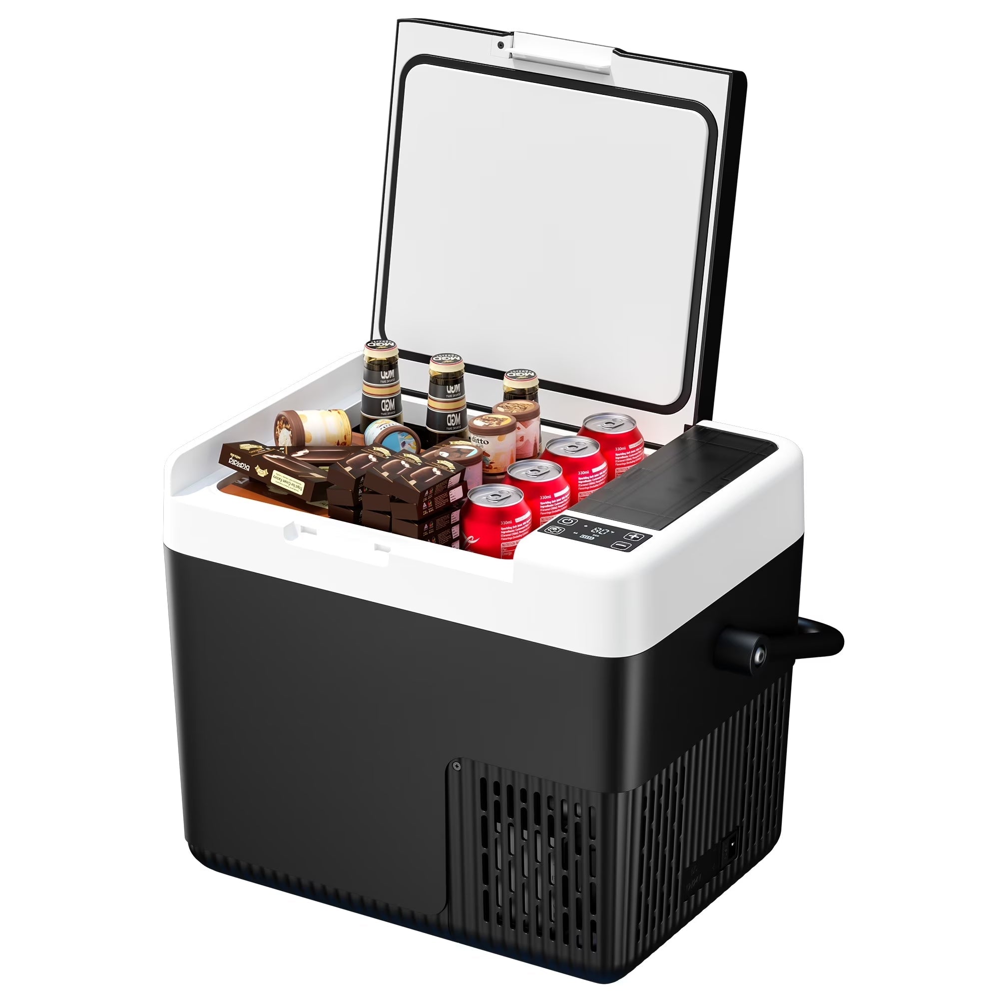 Simzlife 12V Portable Car Refrigerator - 19QT(18L), -4℉~68℉, 12/24V DC & 110-240V AC, Mini Fridge for RV/Camping/Travel/Truck/Home, Black