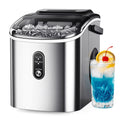 Simzlife Countertop Ice Maker with Handle, 9 bullet ice in 6 Mins, 26Lbs/24H, Self-Cleaning, Portable Ice Maker with Basket and Scoop