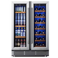 Simzlife 24'' 20 Bottle and 60 Can Wine Fridge & Beverage Refrigerator Dual Zone with Glass Door for Home, 34.3 in H