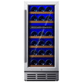 Simzlife 15 Inch Wine Fridge, Dual Zone Wine Chiller with Digital Temperature Control, Wine Cooler Upgraded Compressor Fits Low Noise, Wine Storage with Double-Layer Glass Door, 33 Bottles