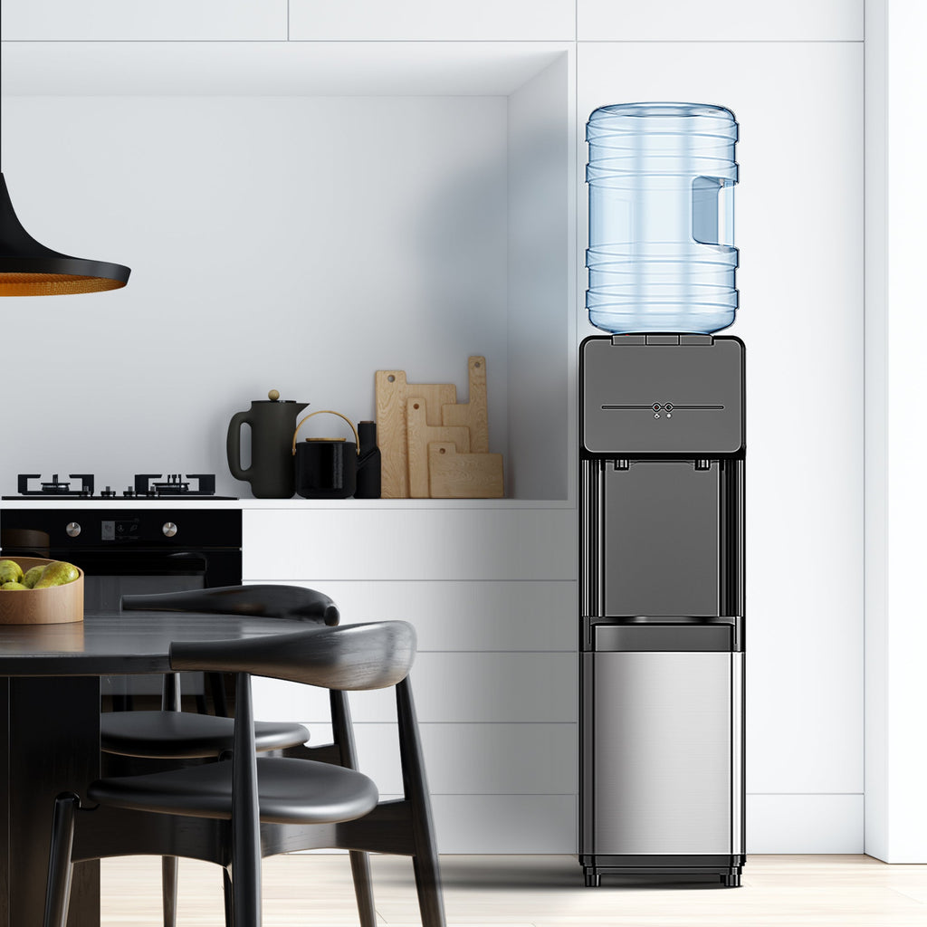 Simzlife Top Loading Water Dispenser, Hot and Cold Water Cooler for 3 or 5 Gallon Bottles,Child Safety Lock,Water Cooler Dispenser for Kitchens, Offices and More - Black