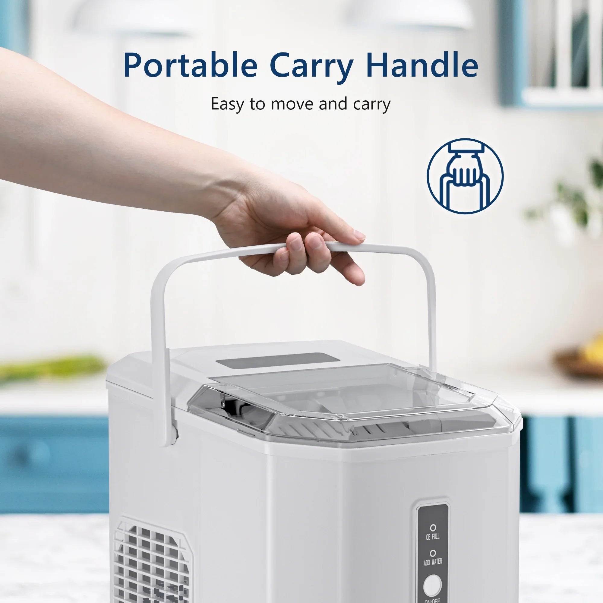 Simzlife Ice Makers Countertop, 9 Cubes in 6 Mins, 26lbs/Day, Portable Ice Maker with Carry Handle, Self-Cleaning Ice Maker with Ice Scoop & Basket for Home/Kitchen/Office/RV.(White)