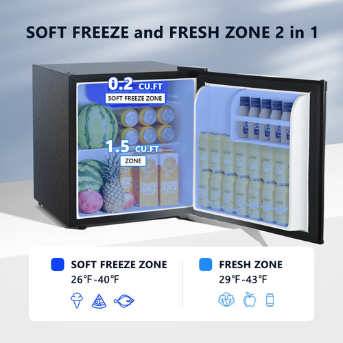 Simzlife 1.6 Cu. Ft. Freestanding Mini Fridge With Freezer for Dorm, College, Office