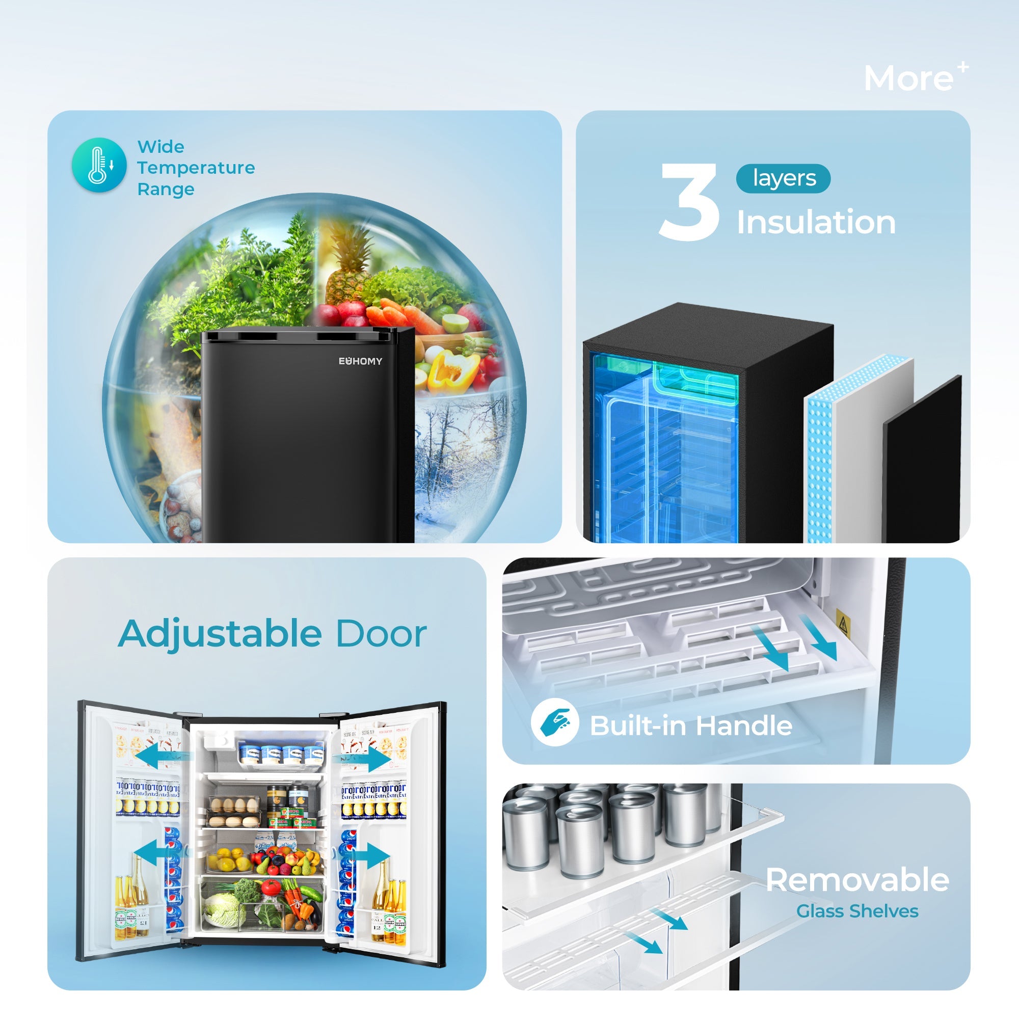 Simzlife 4.4 Cu.Ft Mini Fridge with Freezer, Single Door Compact Refrigerator, Adjustable Thermostat, Mini Refrigerator Energy Saving, Mini fridge for Bedroom, Dorm, Office, Black