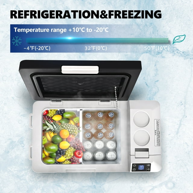 Simzlife 26Qt Car Refrigerator, Portable Fridge with DC&AC for Outdoor, Home, 23.07 in D, 13.66 in H，Black