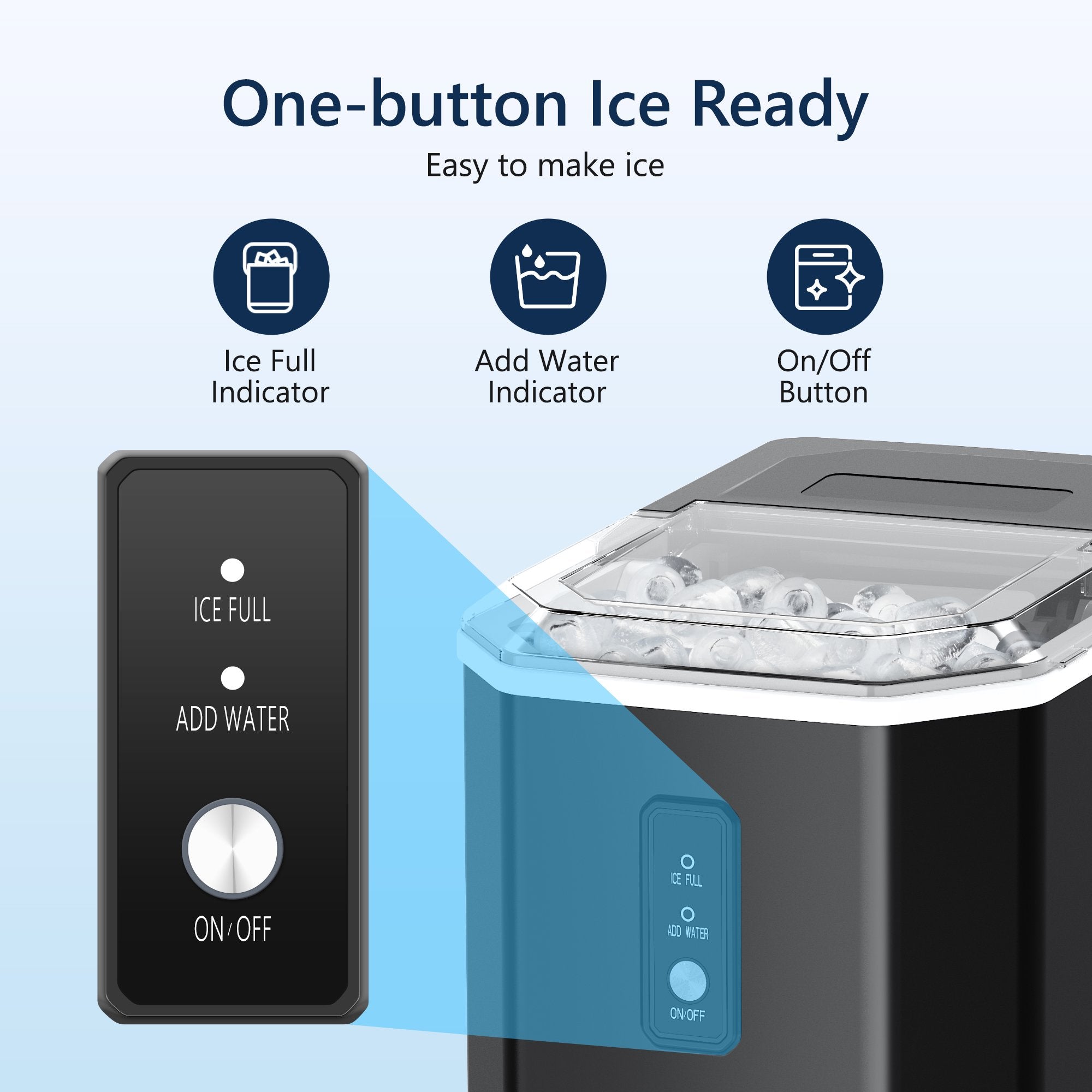 Simzlife Ice Makers Countertop, 9 Cubes in 6 Mins, 26lbs/Day, Portable Ice Maker with Carry Handle, Self-Cleaning Ice Maker with Ice Scoop & Basket for Home/Kitchen/Office/RV.(Black)