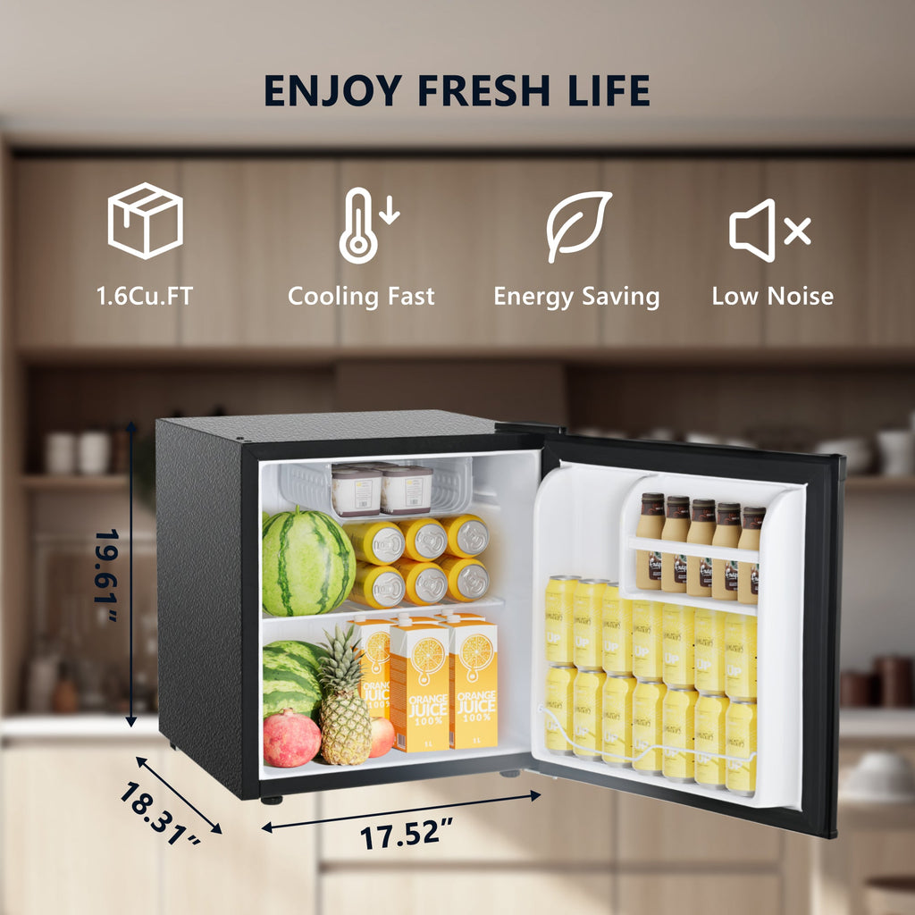 Simzlife 1.6 Cu. Ft. Freestanding Mini Fridge With Freezer for Dorm, College, Office
