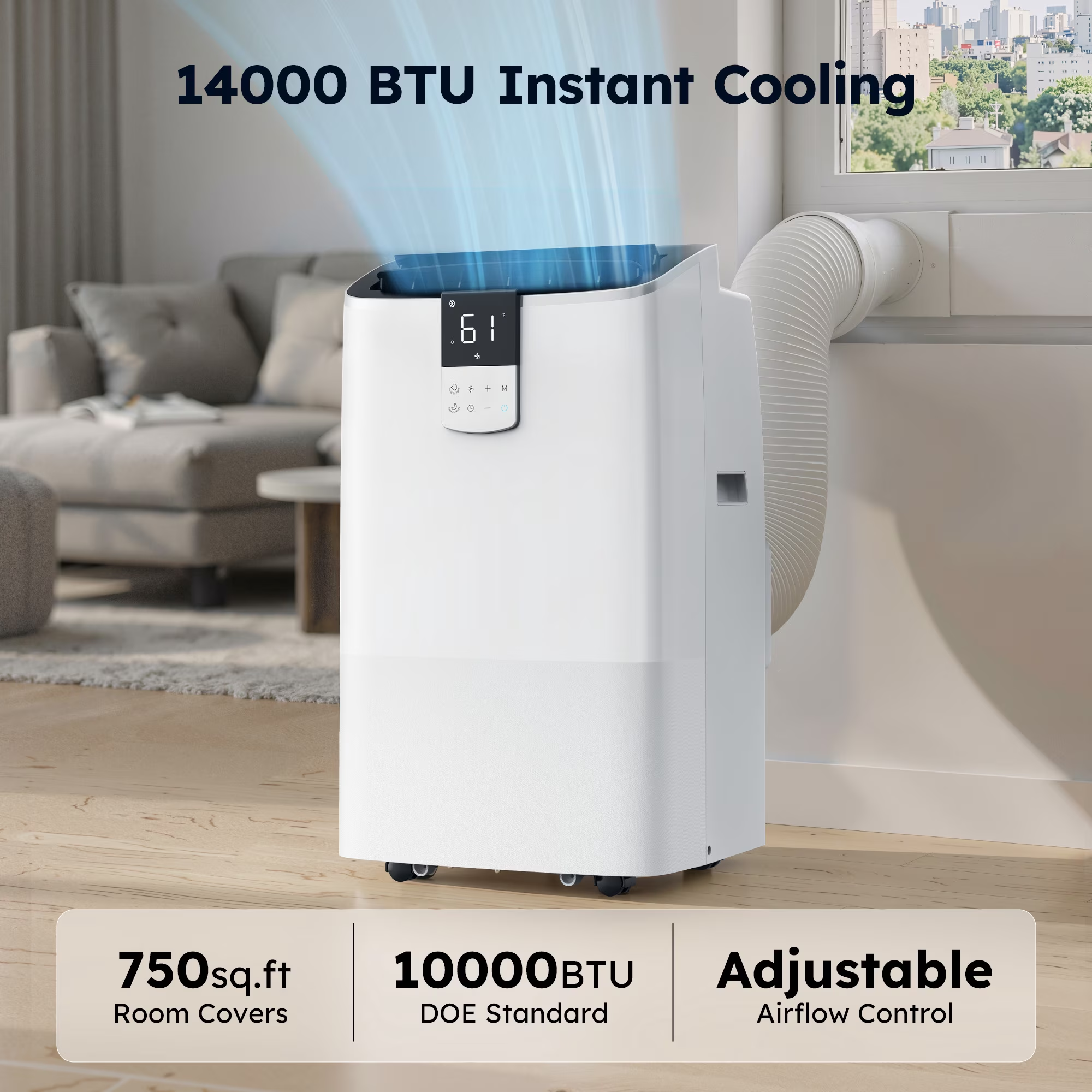 SIMZLIFE 12000 BTU Portable Air Conditioner with WIFI for Room Cooling and Heating, Portable AC Unit with Remote Control