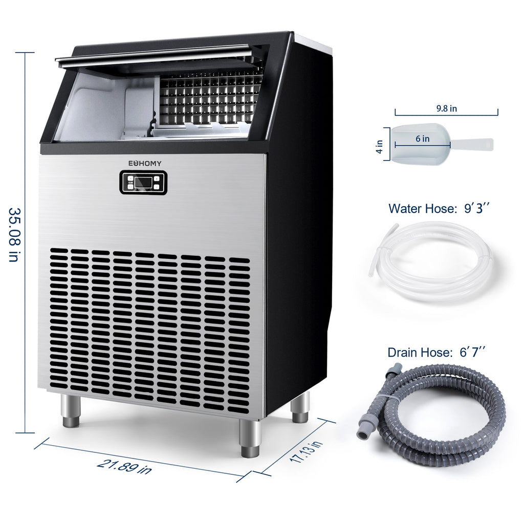 Simzlife Commercial Ice Maker Machine, 200lbs Daily Output, Under Counter ice Machine with 65lbs Ice Storage Capacity, Perfect for Home/Bar/Restaurant/Outdoor Activities(Stainless Steel)