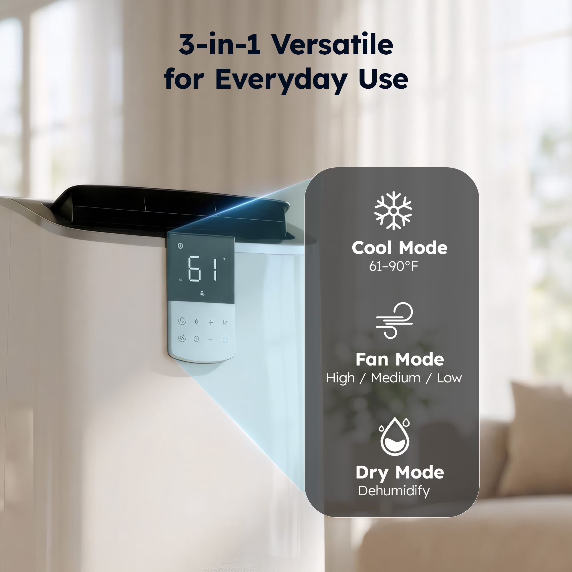 SIMZLIFE 14000 BTU Portable Air Conditioner with WIFI for Room, Portable AC Unit with Remote Control, White