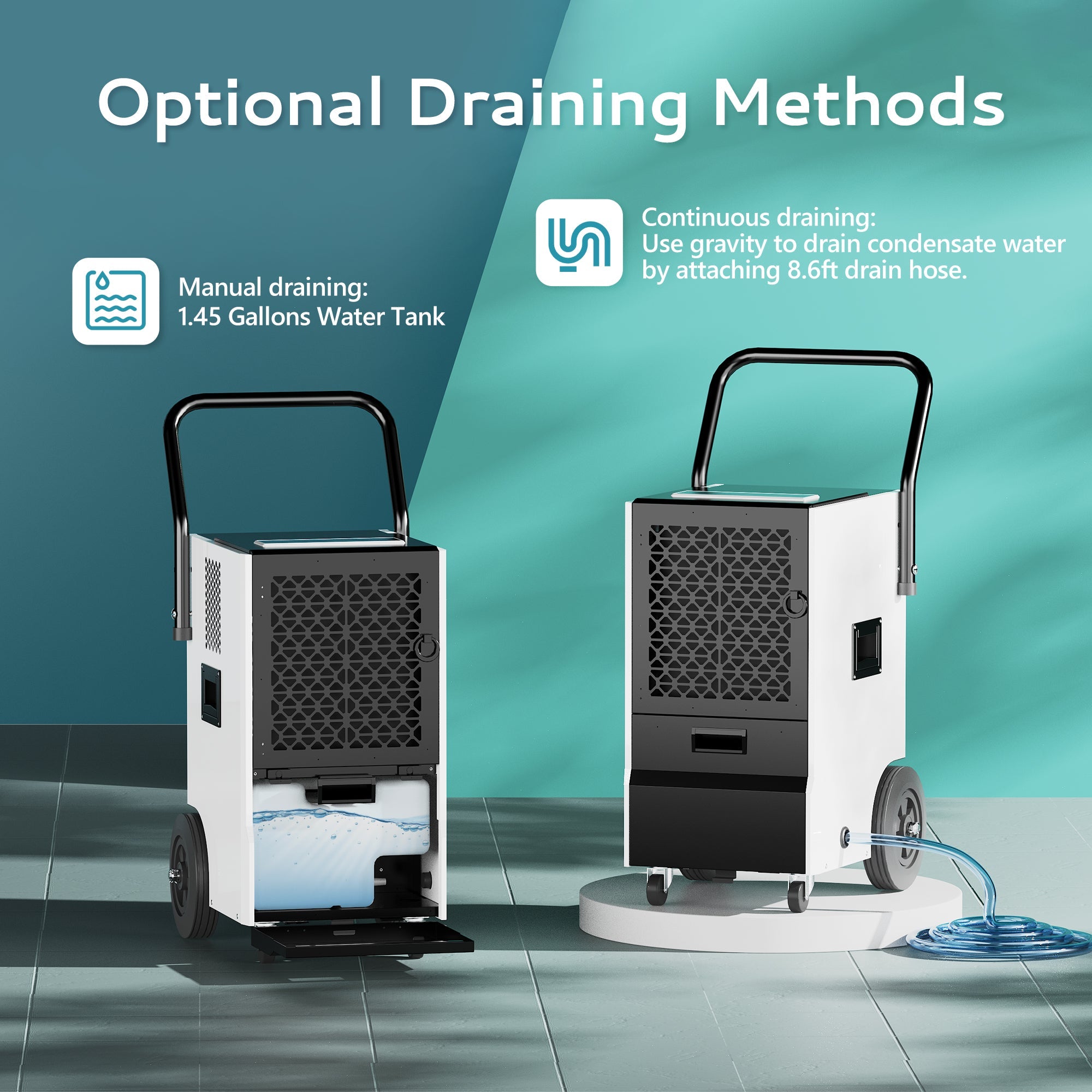 Simzlife 160 Pints Commercial Dehumidifier for Basement,Large Dehumidifier for Basement With Drain Hose,Timer and 4 Wheels,Industrial Dehumidifier for Flood Repairs,Drying Basement,Warehouse and Factory