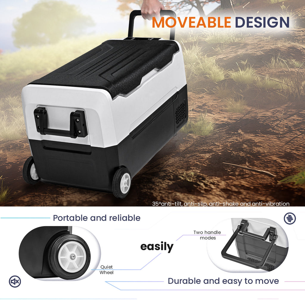 Simzlife 12 Volt Refrigerator, 37QT(35L) 12V Fridge, Electric Cooler 12/24V DC 120-240V AC -4℉~68℉, 12V Freezer Removable Divider, Car Fridge For Camping, RV, Travel, Fishing, Outdoor