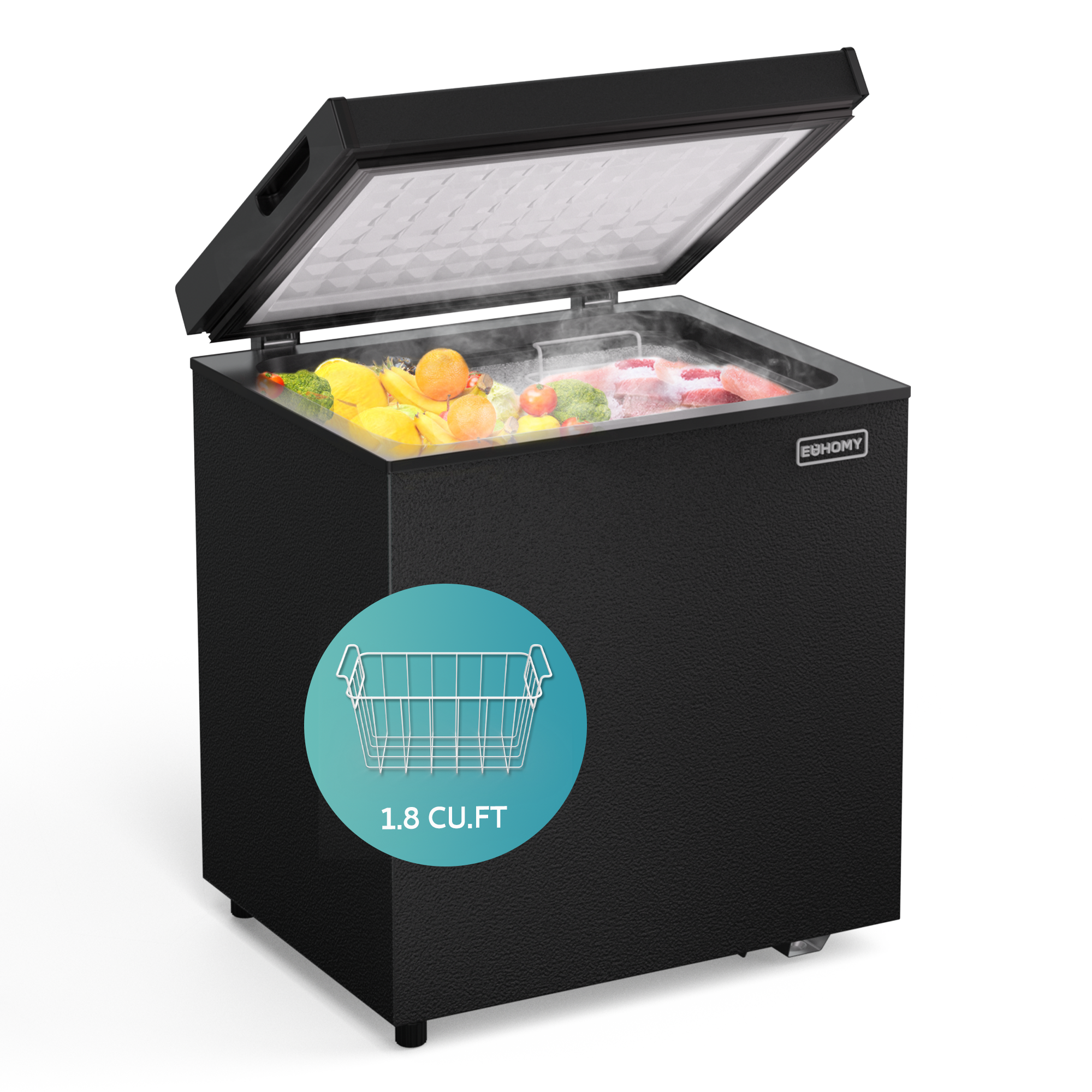 Simzlife 2.8 Cu.Ft Chest Freezer with Removable Basket, Small Deep Freezer Adjustable 7 Thermostat, Quiet Mini Freezer with Top Door, Energy Saving for Apartment/Garage/Basement/Dorm/Home,Black