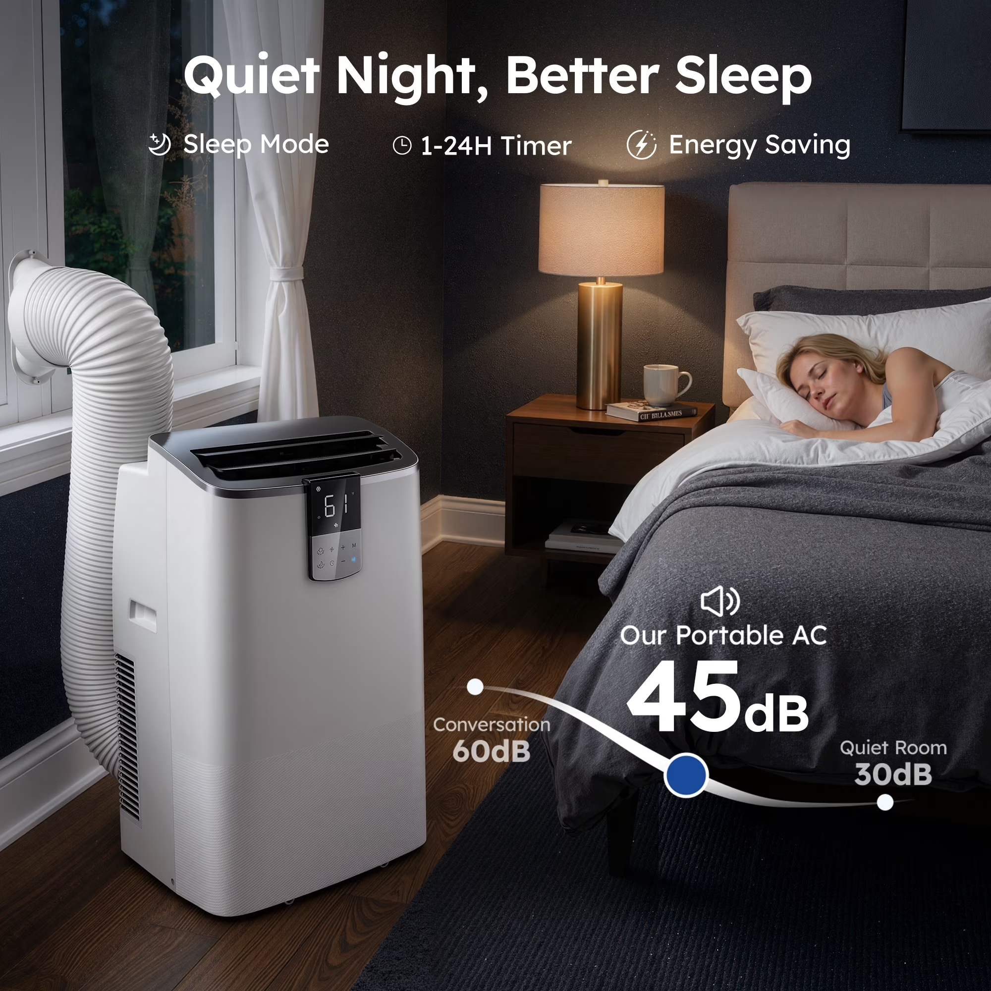 SIMZLIFE 12000 BTU Portable Air Conditioner with WIFI for Room Cooling and Heating, Portable AC Unit with Remote Control