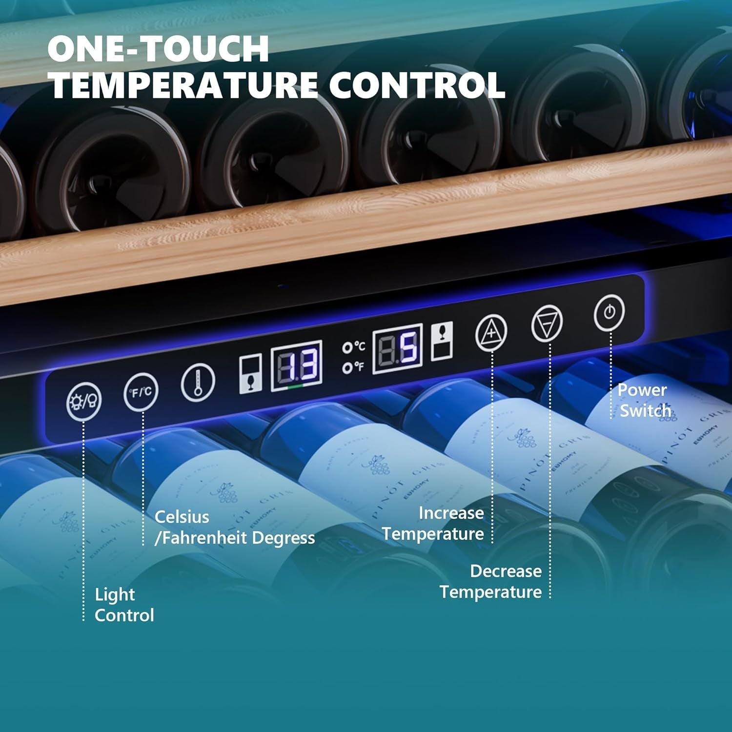 Simzlife 24 Inch Wine Fridge Dual Zone, 154 Bottle Wine Cooler Refrigerator with Glass Door, Powerful Compressor Cooling, Wine Cellar with Temperature Memory, Low Noise, Built-in
