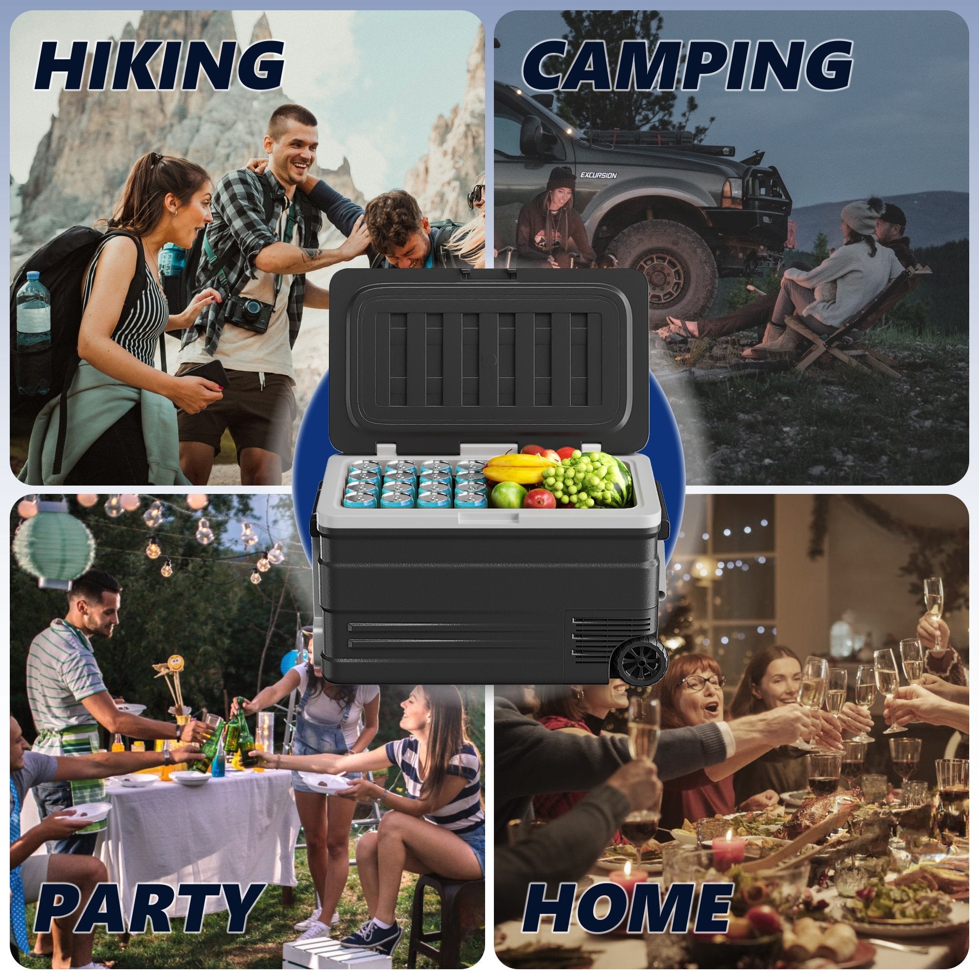 Simzlife 12 Volt Car Refrigerator, 80QT(75L) Portable Car Fridge with Wheels, 0℉~68℉, 12/24V DC & 110-240V AC,  Black
