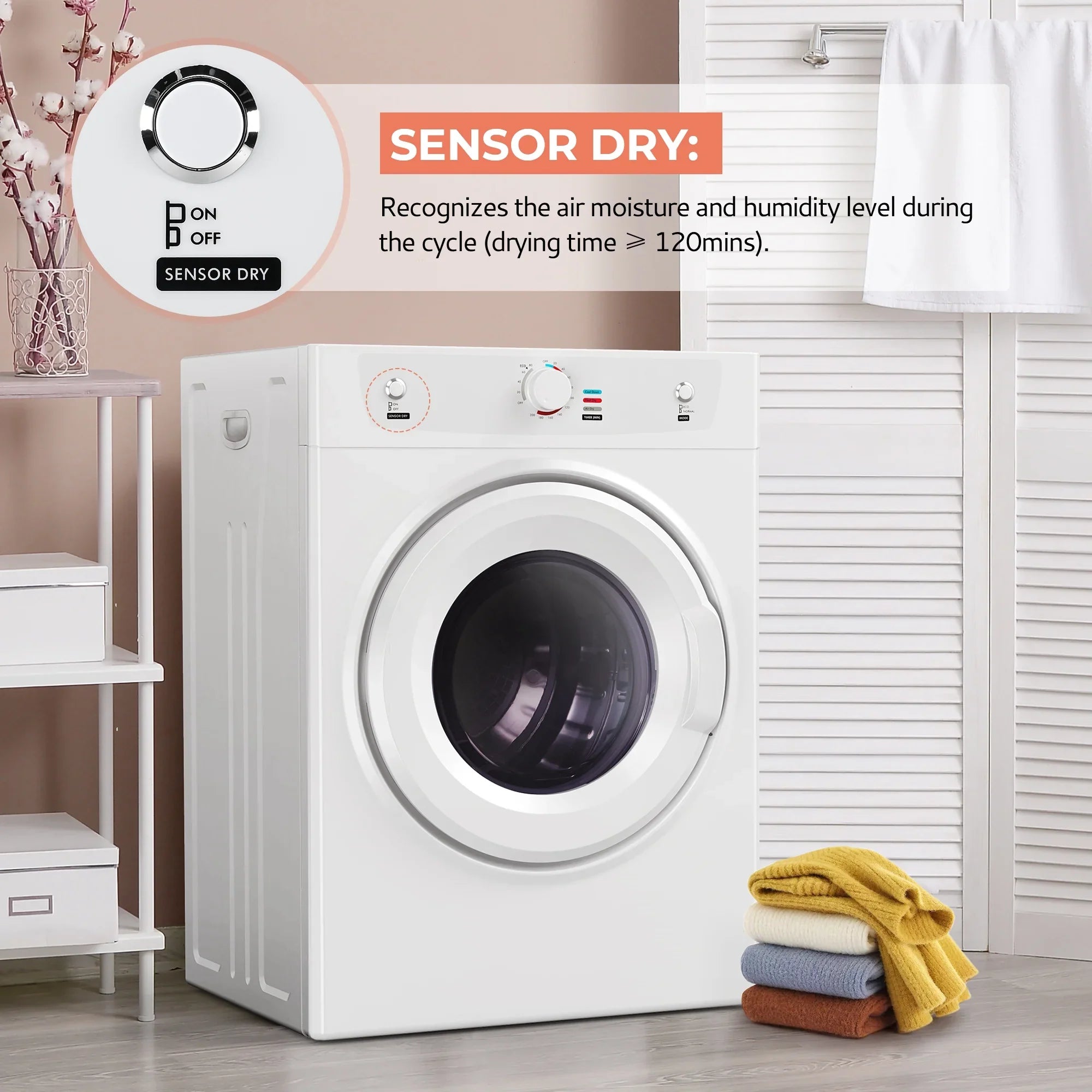 Simzlife Portable Dryer, 28.6LB/3.5 cu.ft. Clothes Dryers with Exhaust Duct with Stainless Steel Liner,Small Dryer Machine
