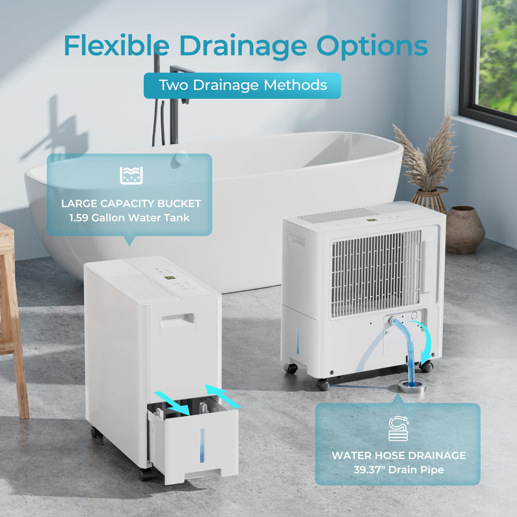 Simzlife 4500 Sq.Ft Energy Star Dehumidifier for Basement with Drain Hose,50 Pint to 110 Pint Large Dehumidifier with 1.59 Gallon Water Tank and Auto Shut-off and 4 Operation Modes for Home