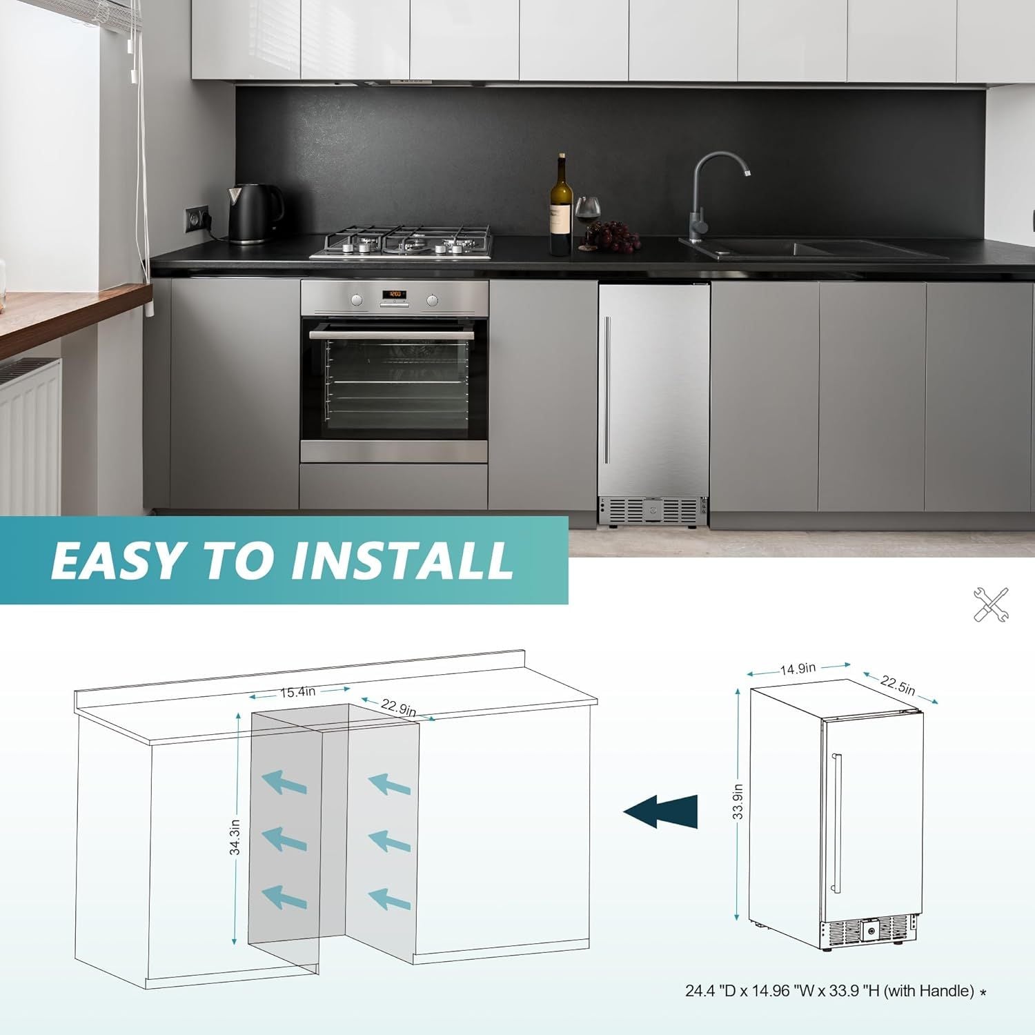 Simzlife 115 Cans 2.9 Cubic Feet Freestanding/Built-in Beverage Refrigerator with Wine Storage