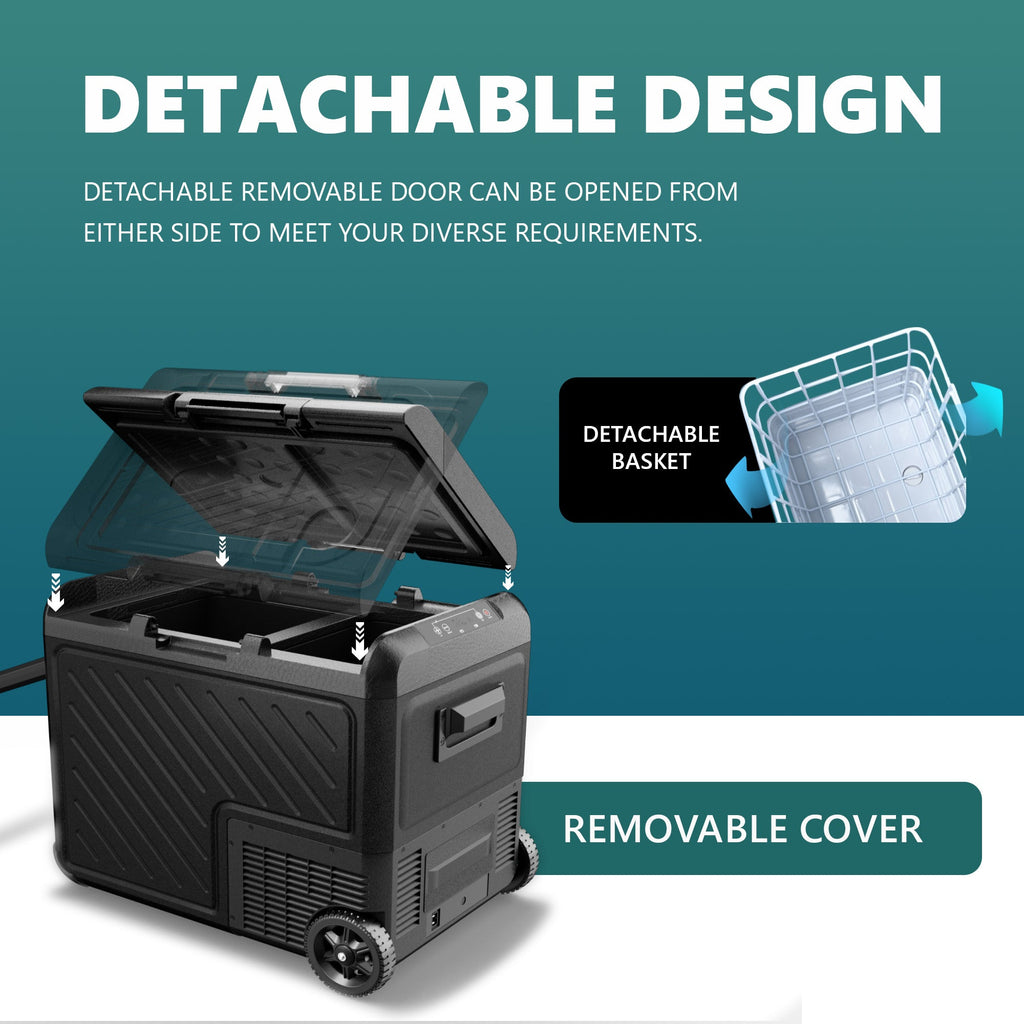 Simzlife 12 Volt Refrigerator, 39QT Dual Zone Car Refrigerator, Electric Cooler 12/24V DC & 120-240V AC, Car Fridge -4℉~68℉, Portable Freezer with Wheels for Camping, Truck, Travel