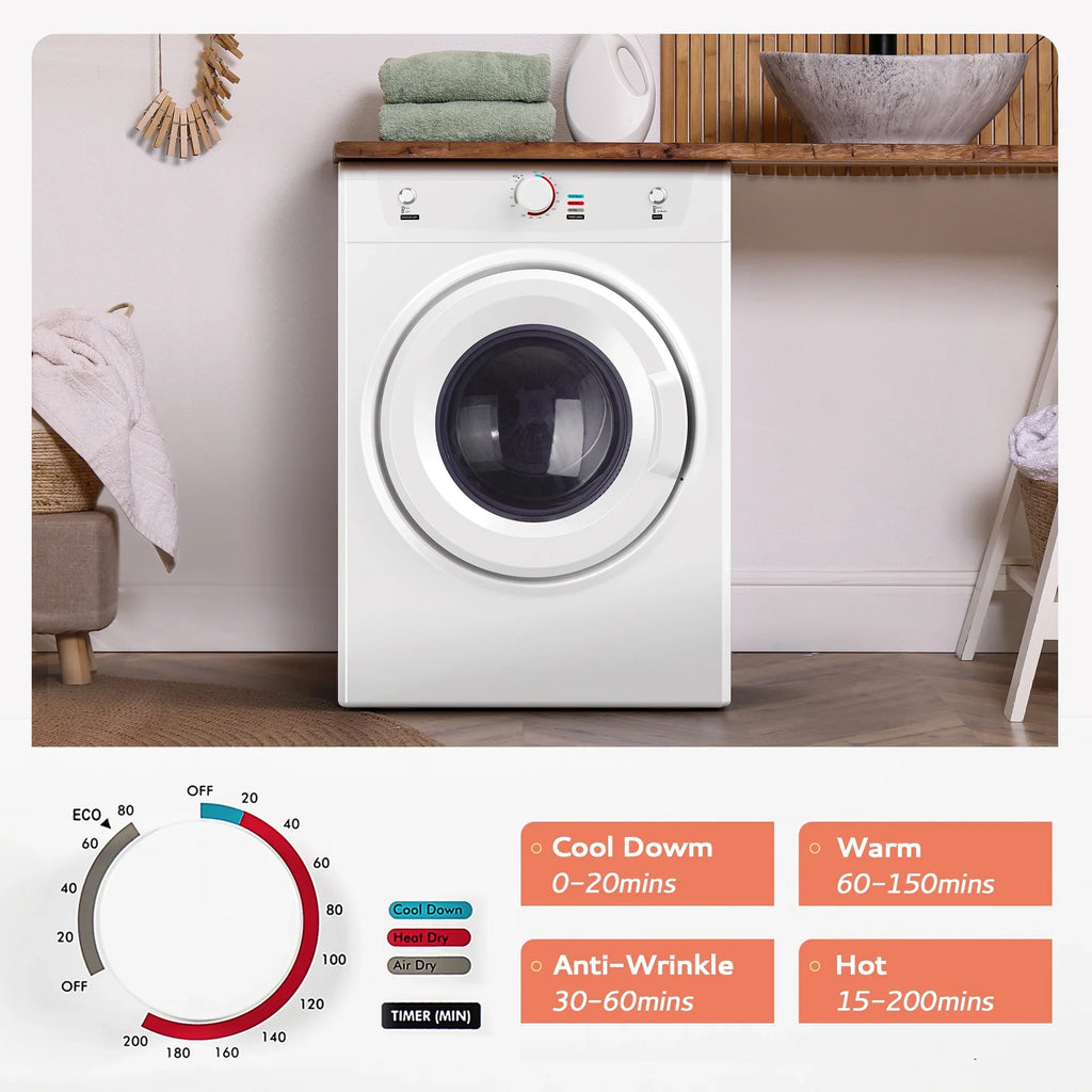 Simzlife Portable Dryer, 28.6LB/3.5 cu.ft. Clothes Dryers with Exhaust Duct with Stainless Steel Liner,Small Dryer Machine