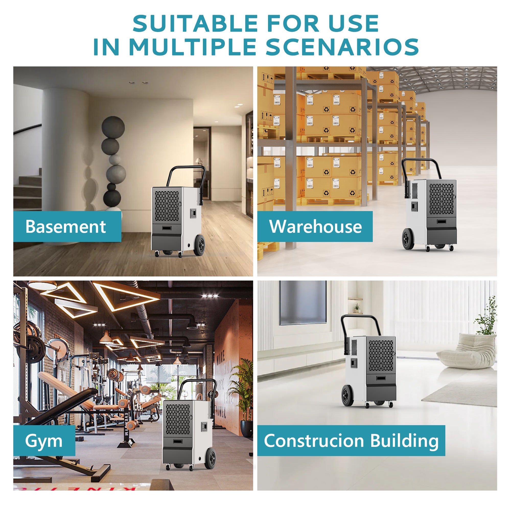 Simzlife 160 Pints Commercial Dehumidifier for Basement,Large Dehumidifier for Basement With Drain Hose,Timer and 4 Wheels,Industrial Dehumidifier for Flood Repairs,Drying Basement,Warehouse and Factory
