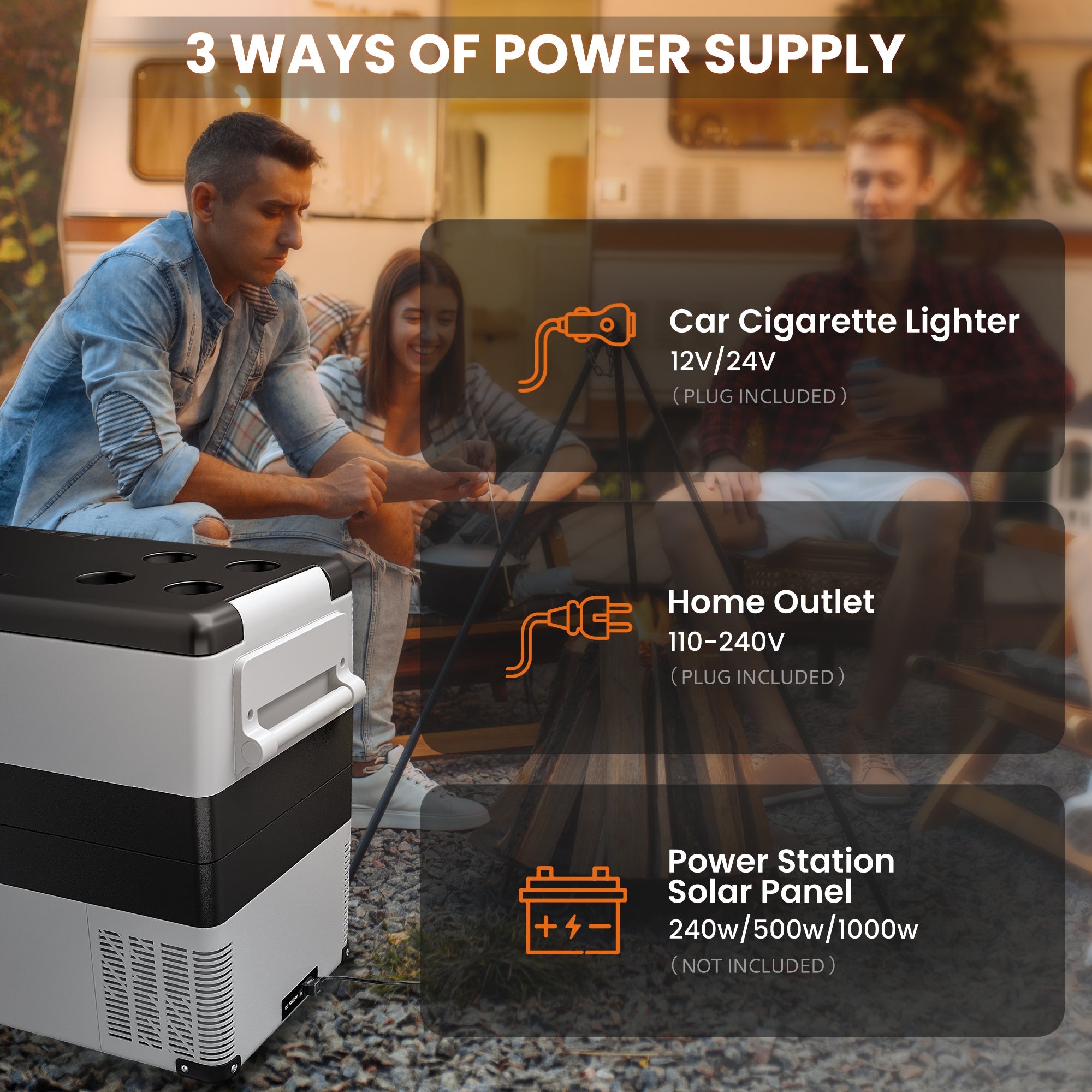 SIMZLIFE 12V Electric Car Refrigerator, 59QT RV Freezer Fridge, DC & AC - Home, Travel, Camping, Outdoor - Gray, 36.8 lb