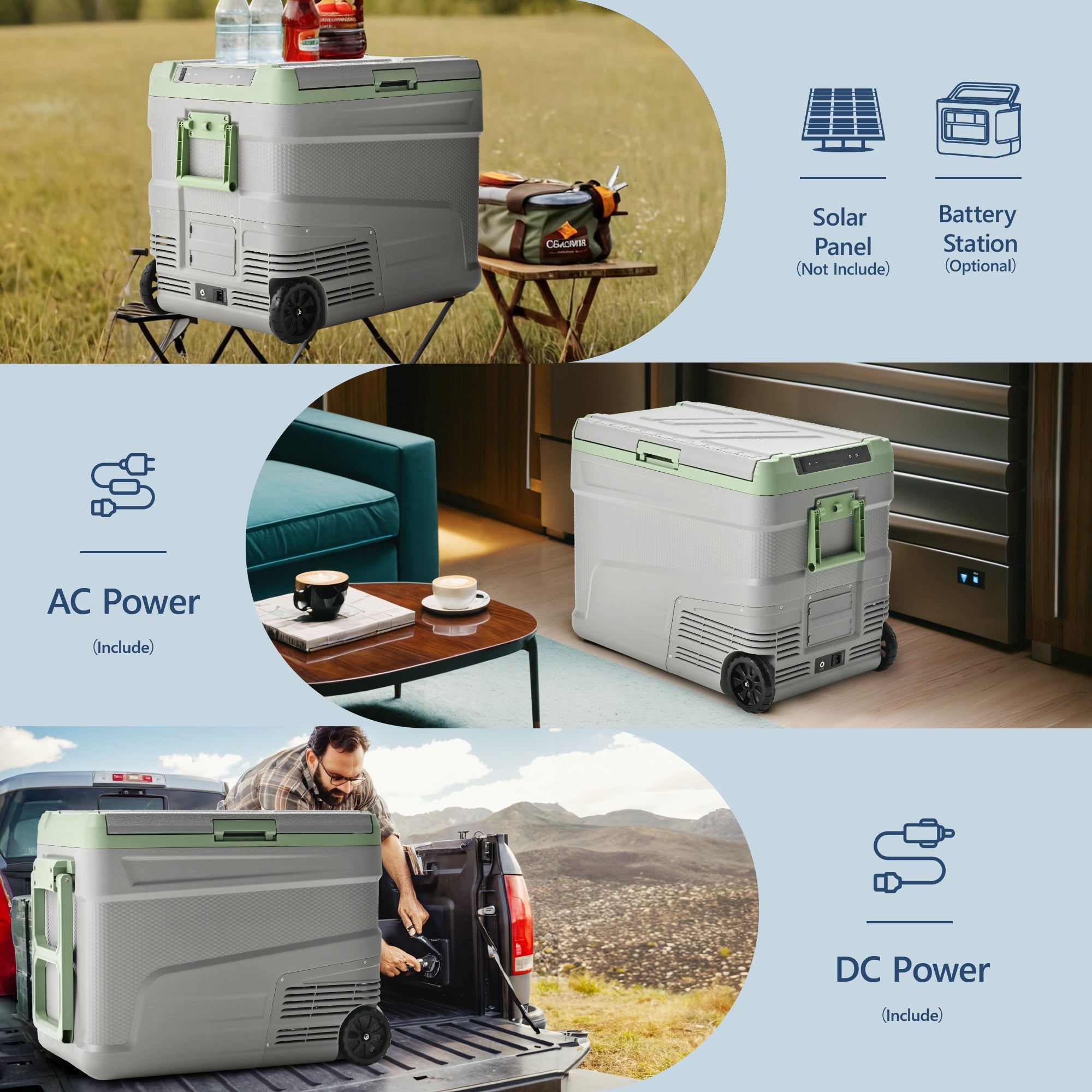 Simzlife 12 Volt Refrigerator, 58QT Electric Cooler Usable Battery, Car Refrigerator 0℉~68℉, 12V Fridge 12/24V DC 110-240V AC, Portable Freezer with Wheels for Camping, Travel, Truck, Outdoor