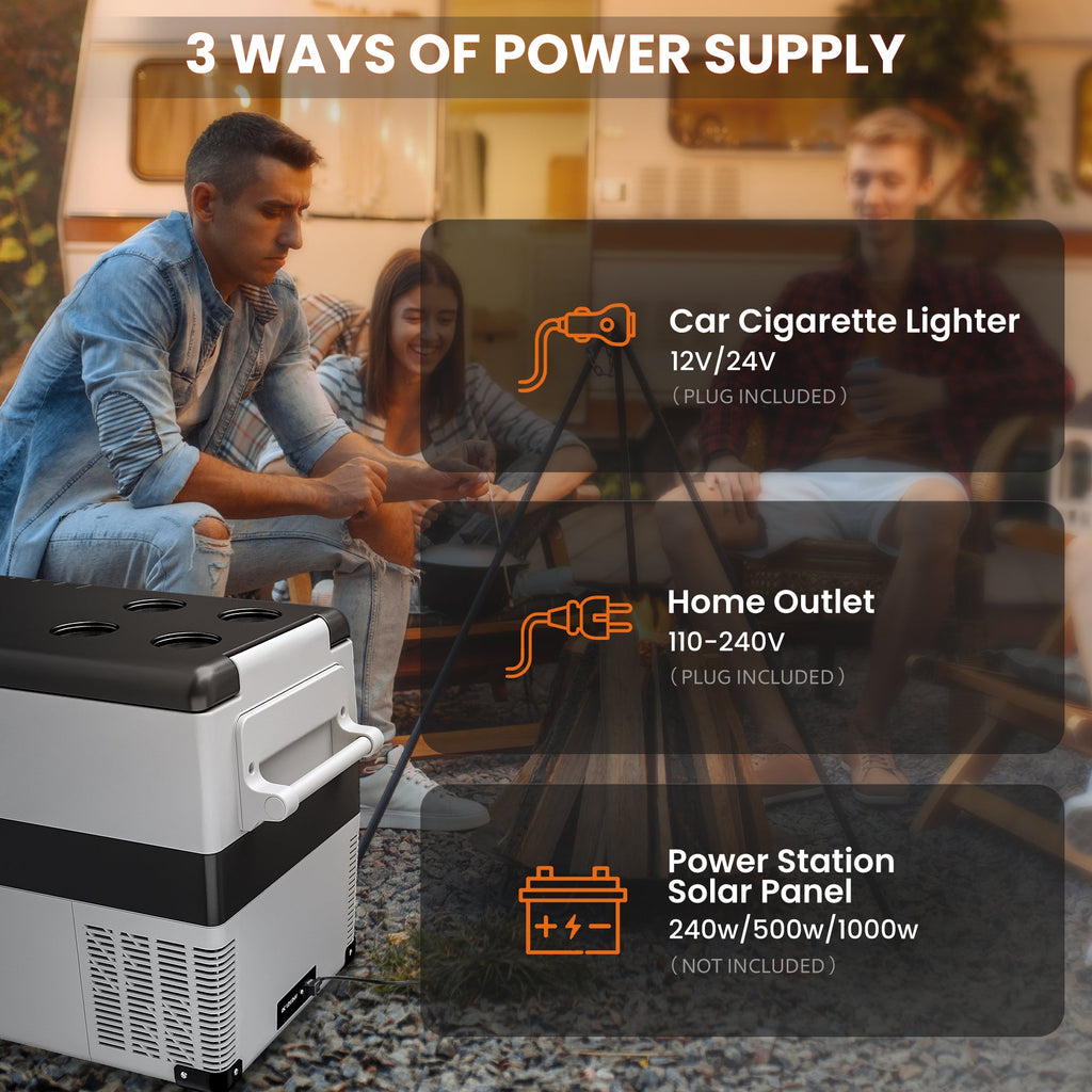 Simzlife 12 Volt Refrigerator, 47QT Electric Cooler, 12V Fridge APP Control, 12V Cooler -4℉~68℉, Portable Freezer 12/24V DC 110-240V AC for Camping, Travel, Truck, Home