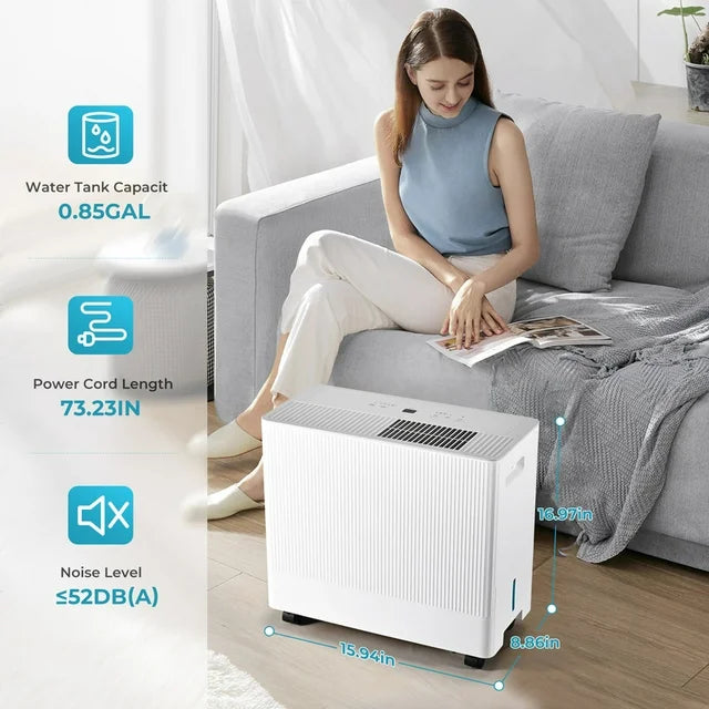 Simzlife Dehumidifier 22 Pint to 55 Pint Max for 1500 Sq ft for Basements, Home, Bathroom