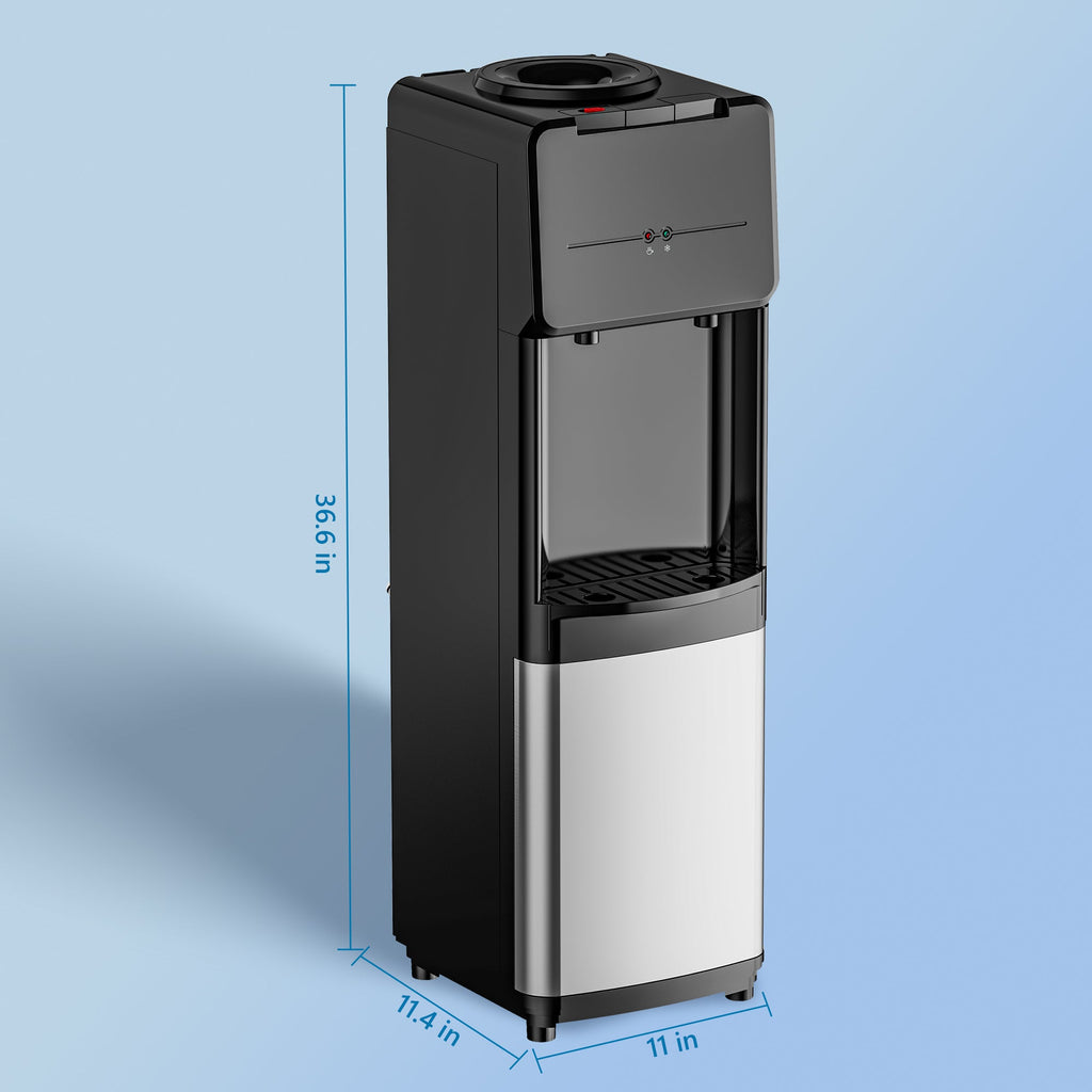 Simzlife Top Loading Water Dispenser, Hot and Cold Water Cooler for 3 or 5 Gallon Bottles,Child Safety Lock,Water Cooler Dispenser for Kitchens, Offices and More - Black