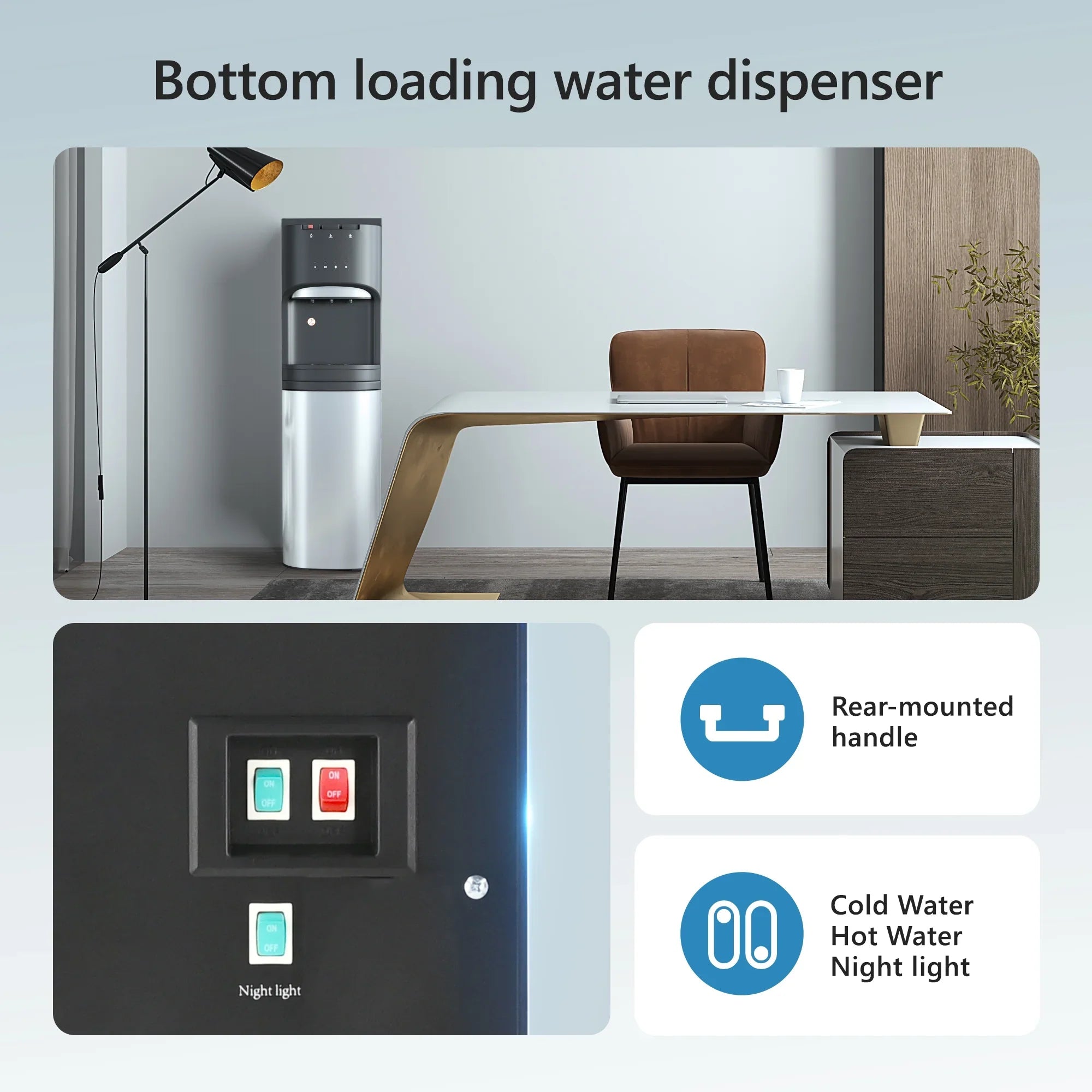 Simzlife Water Dispenser Bottom Loading, UV Lights Stainless Steel Water Cooler , 3 Or 5 Gallon Bottle