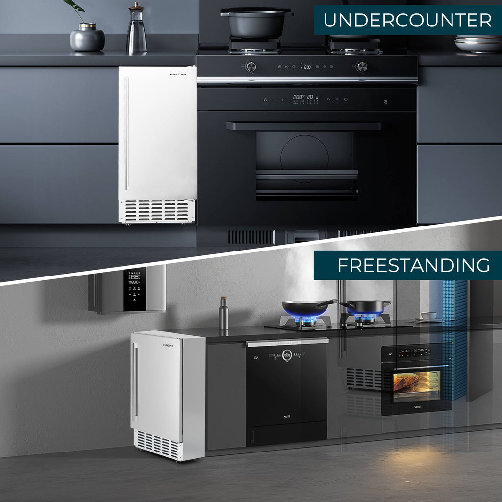 SIMZLIFE Nugget Ice Maker 66Lbs/24H, Built-in/Freestanding, Self-Cleaning, Home Bar, Silver