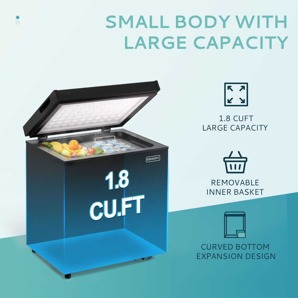 Simzlife 2.8 Cu.Ft Chest Freezer with Removable Basket, Small Deep Freezer Adjustable 7 Thermostat, Quiet Mini Freezer with Top Door, Energy Saving for Apartment/Garage/Basement/Dorm/Home,Black