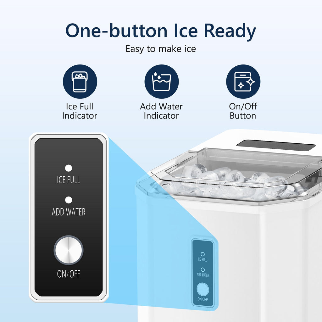 Simzlife Ice Makers Countertop, 9 Cubes in 6 Mins, 26lbs/Day, Portable Ice Maker with Carry Handle, Self-Cleaning Ice Maker with Ice Scoop & Basket for Home/Kitchen/Office/RV.(White)