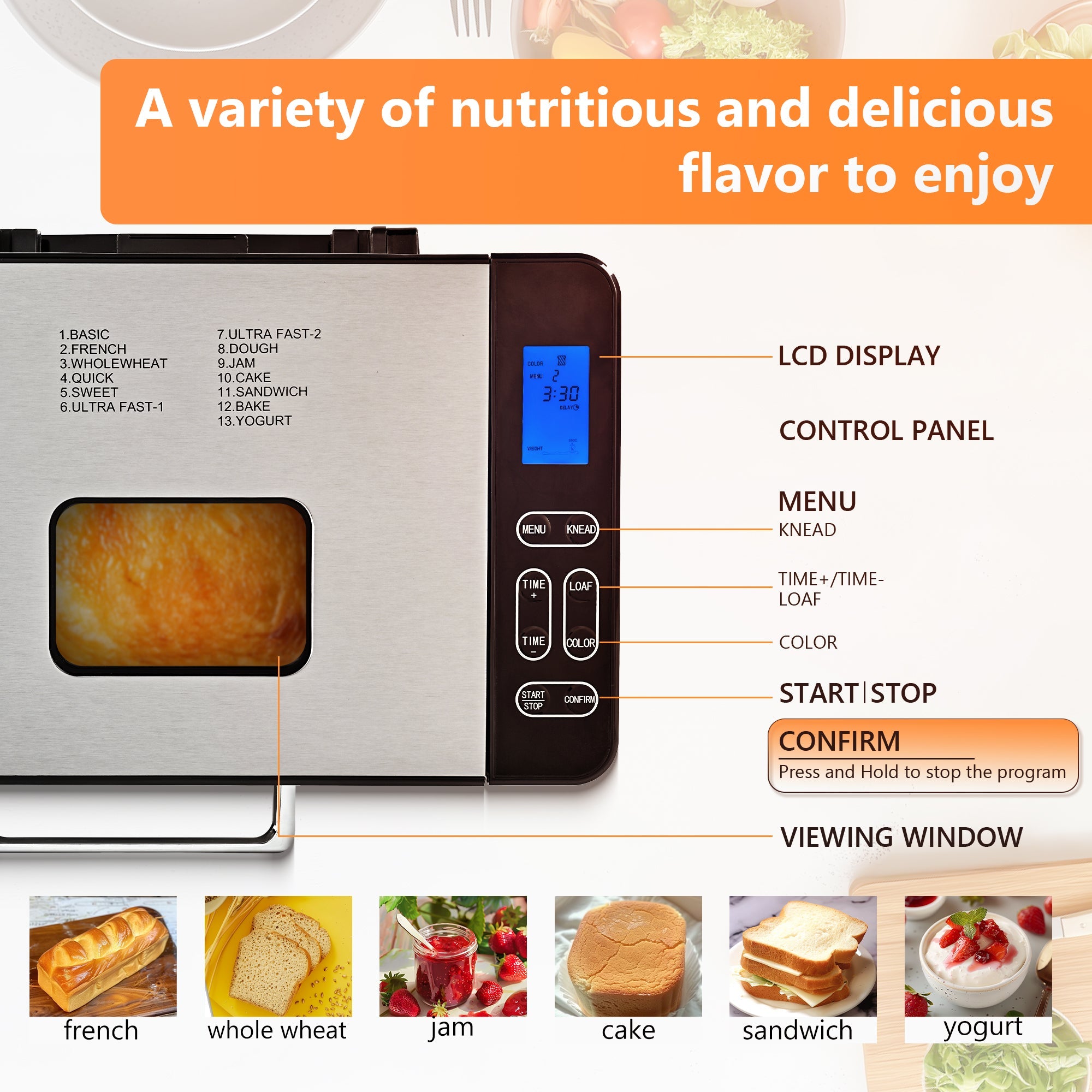 Simzlife 25-in-1 Bread Maker Machine, 2LB Capacity for Dough & Bread with Automatic Fruit and Nut Dispenser, Stainless Steel Construction