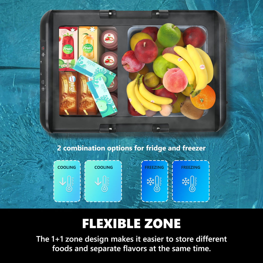Simzlife 12 Volt Refrigerator, 26 QT(25 L) Portable Freezer, Electric Cooler -4℉~68℉, 12V Car Fridge Reversible Door, Portable Freezer 12/24V DC & 120-240V AC for Camping, Truck, Travel